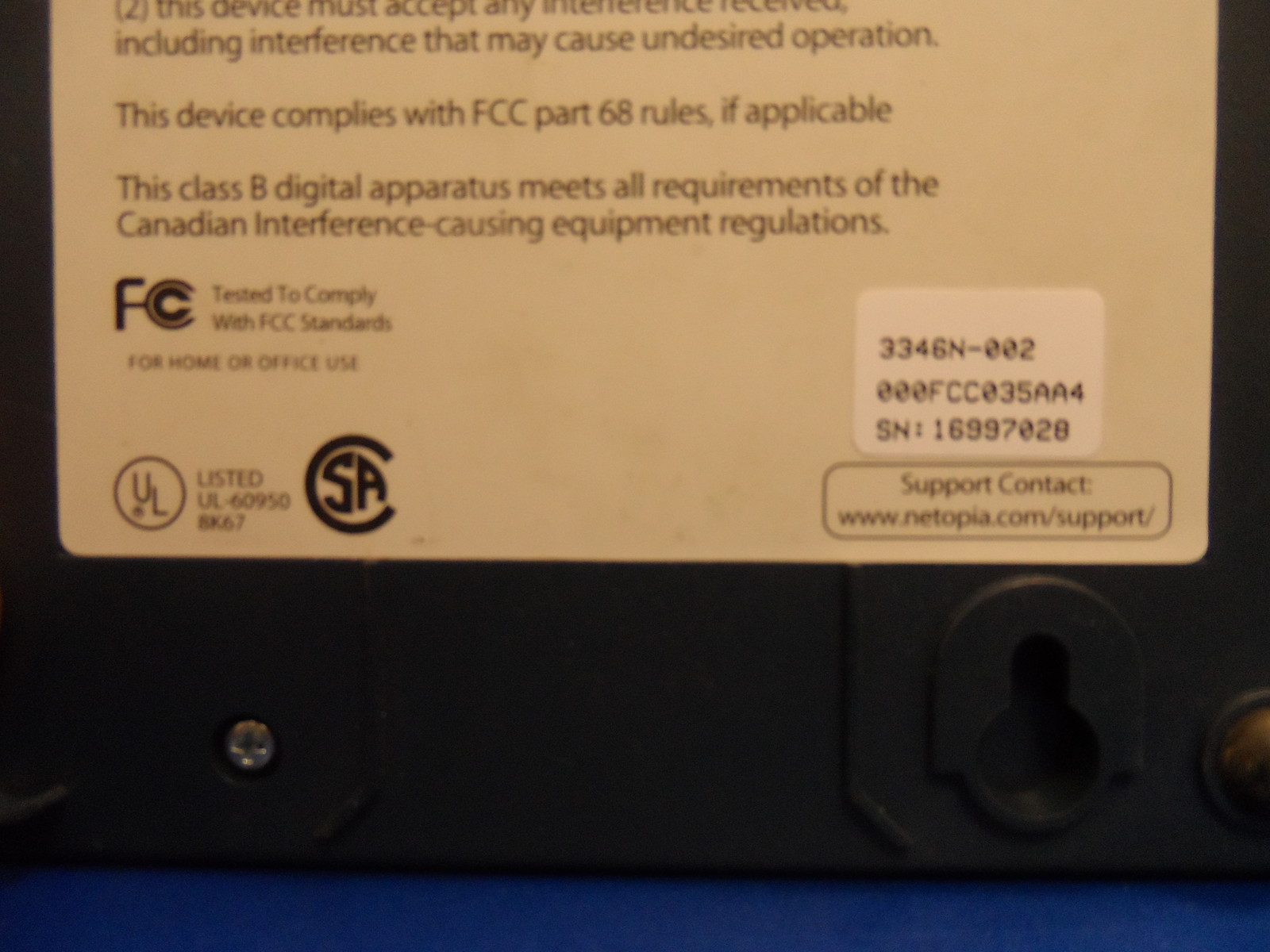 Netopia Cayman 3346 3346N-002 4-Port 10/100 DSL Modem NO AC ADAPTER INCLUDED