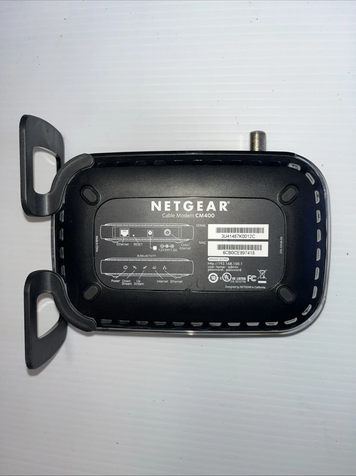 Netgear CM400 Docsis 3.0 High Speed Cable Modem + Power Adapter