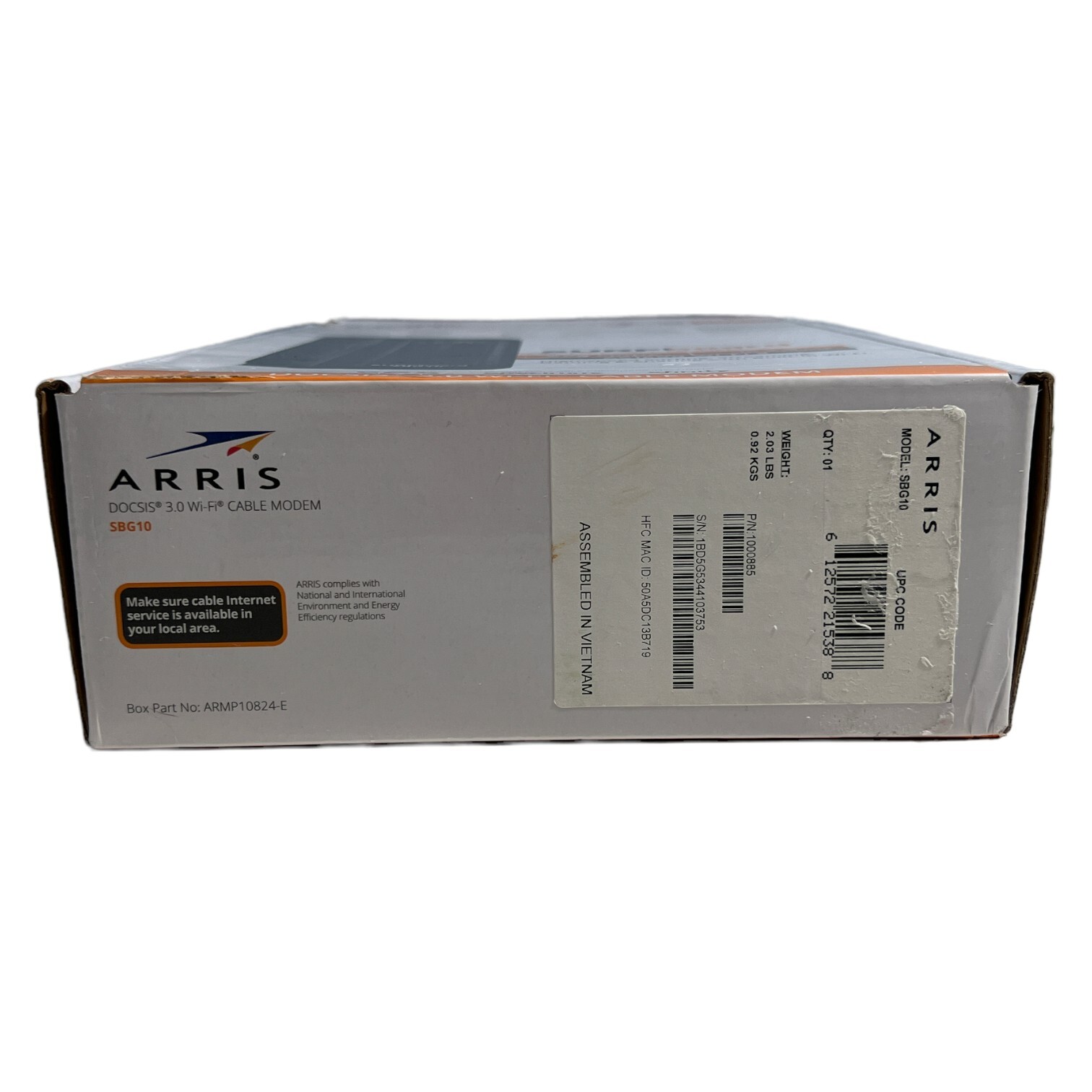 ARRIS SURFboard SBG10 AC1600 Wi-Fi Cable Modem Router DOCSIS 3.0 – Open Box