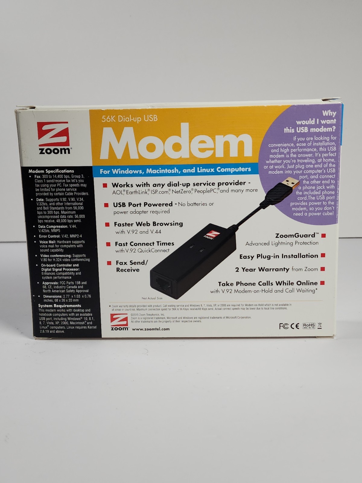Zoom 3095 Zoom 56K V.92/V.90 Modem (USB Mini External) Mac PC Linux