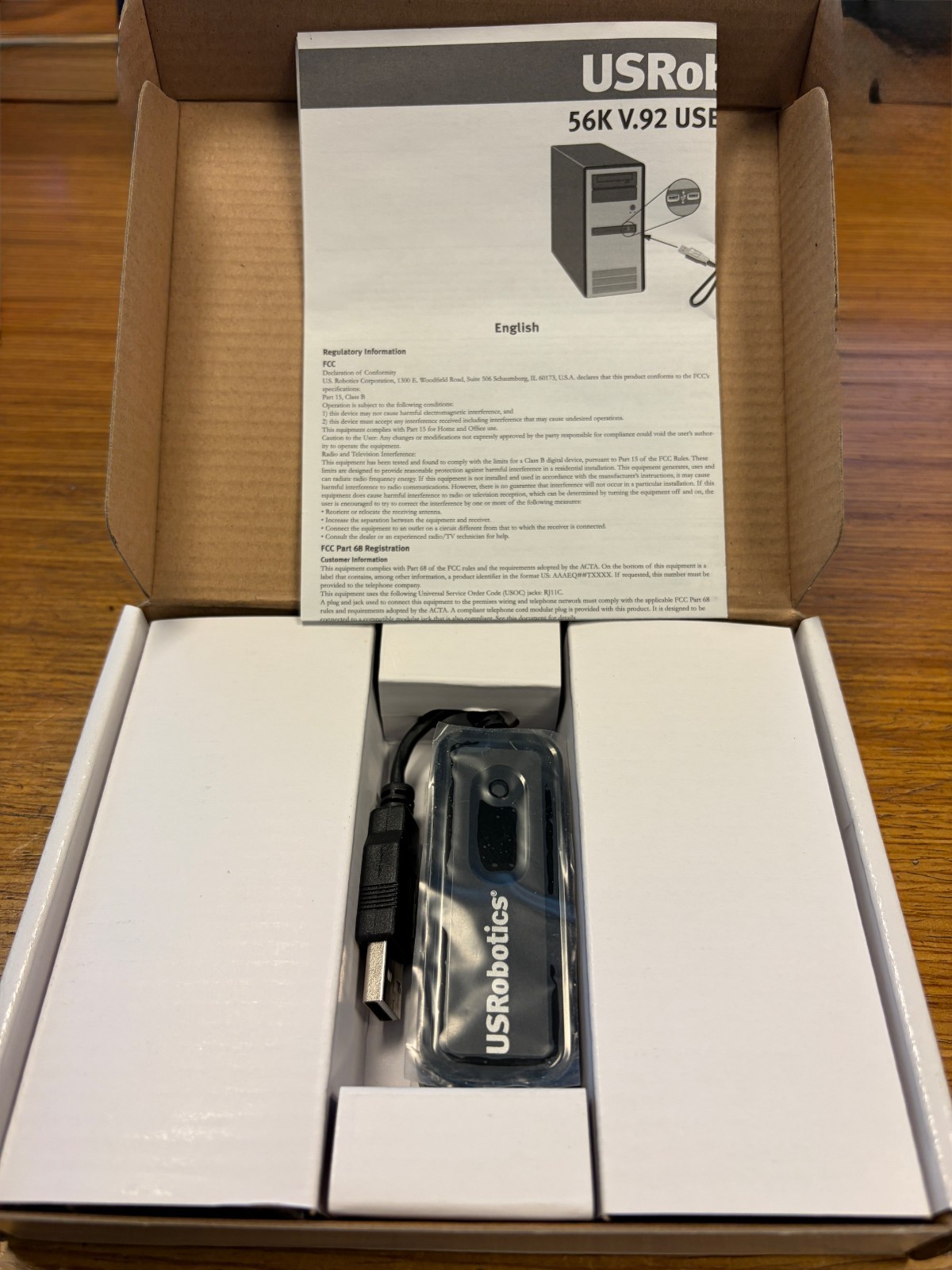 US Robotics 56K V92 USB Soft Modem USR5639 G2U
