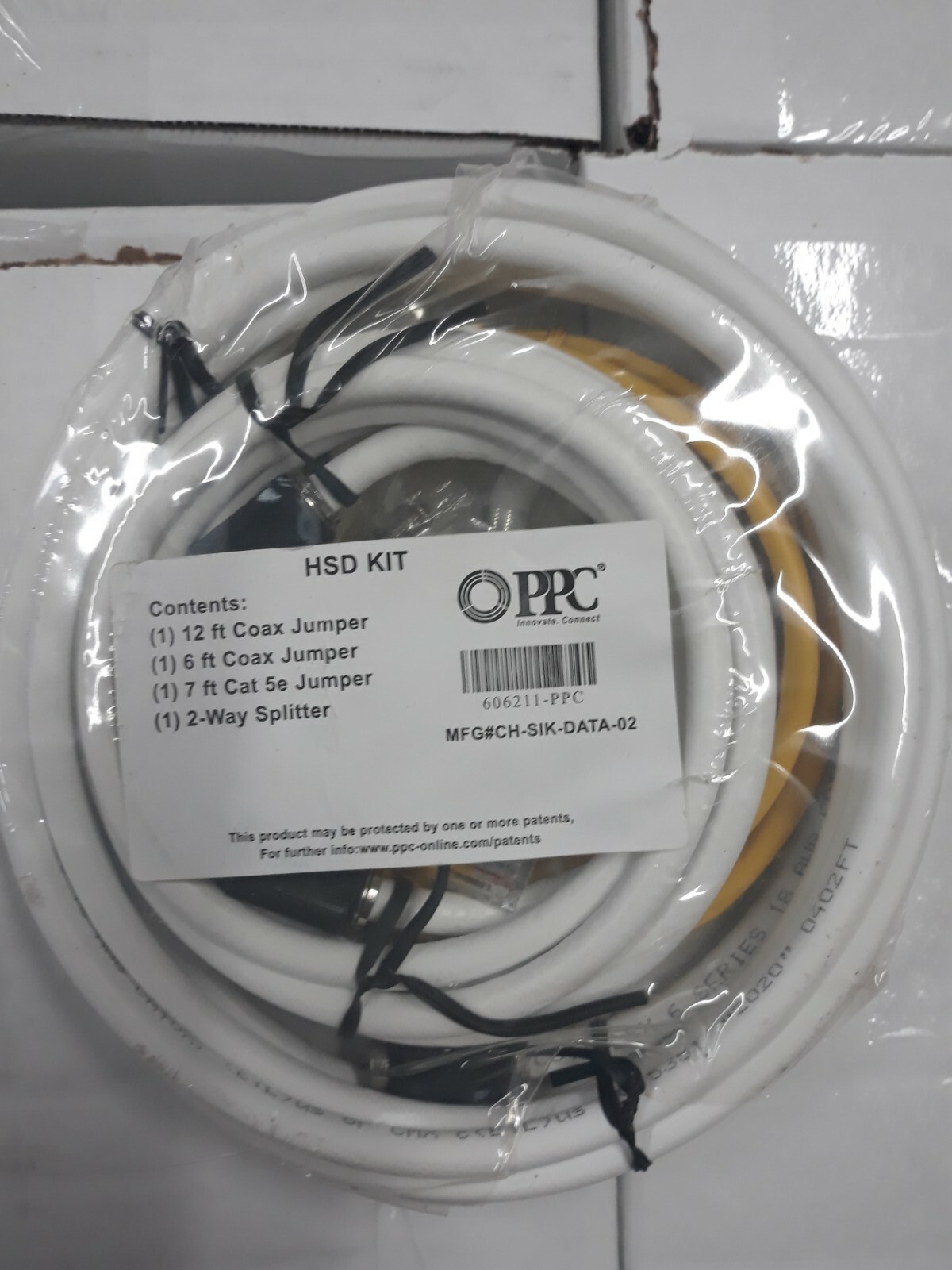 PPC HSD Kit – 12′ & 6′ Coax, 7′ Cat 5e, 2-Way Splitter, Spectrum 606211-PPC