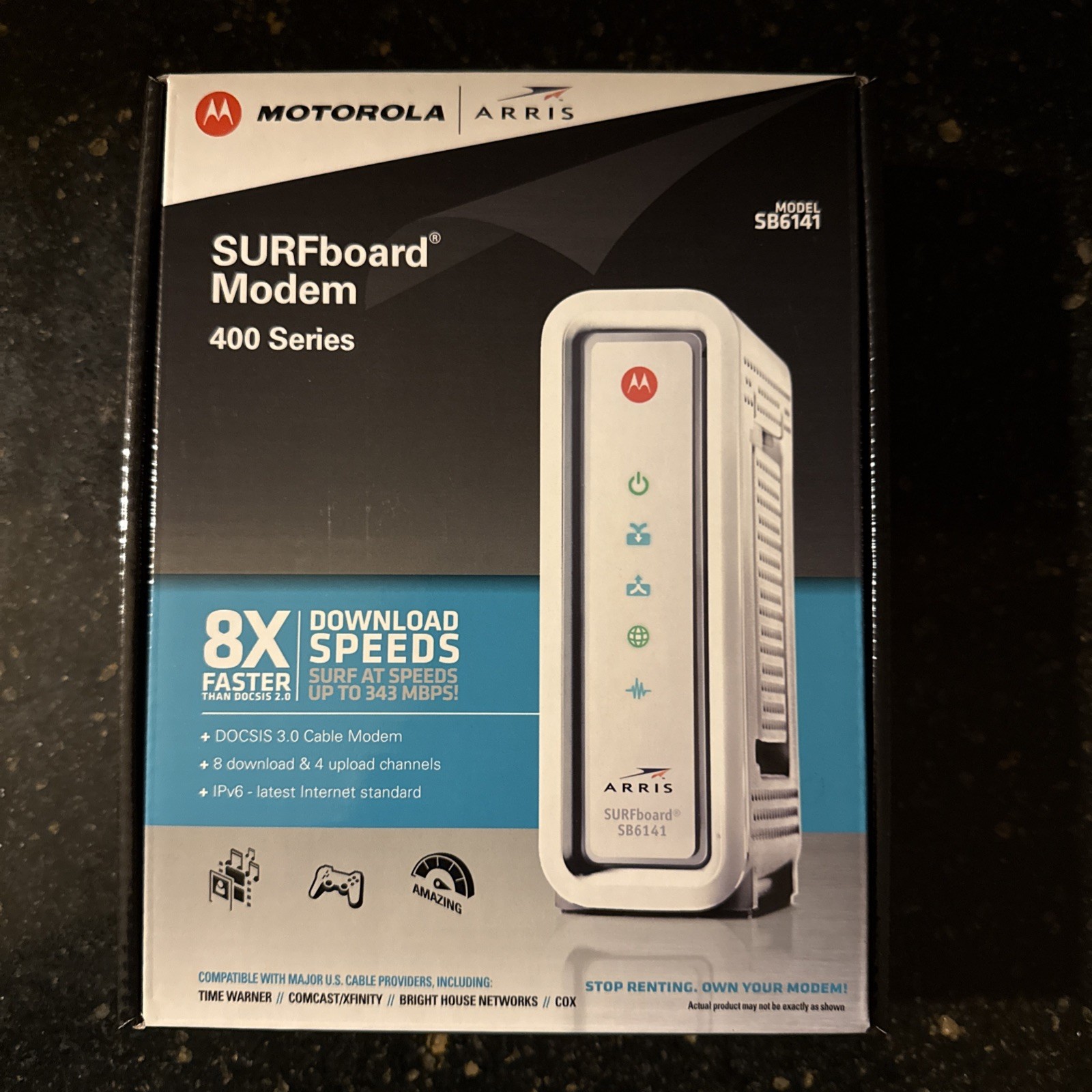 ARRIS / Motorola SurfBoard SB6141 DOCSIS 3.0 Cable Modem – White New Open Box