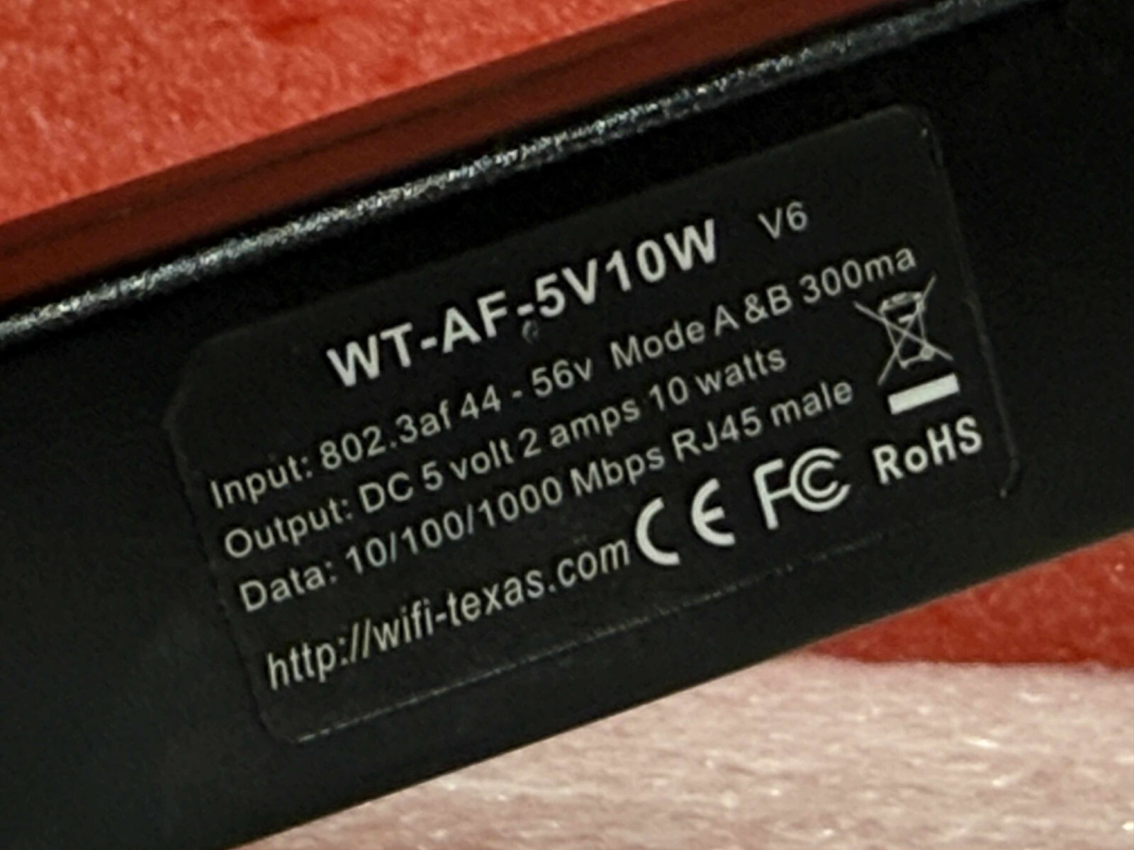 WiFi-Texas WT-AF-5V10W POE Splitter Ethernet to 5V