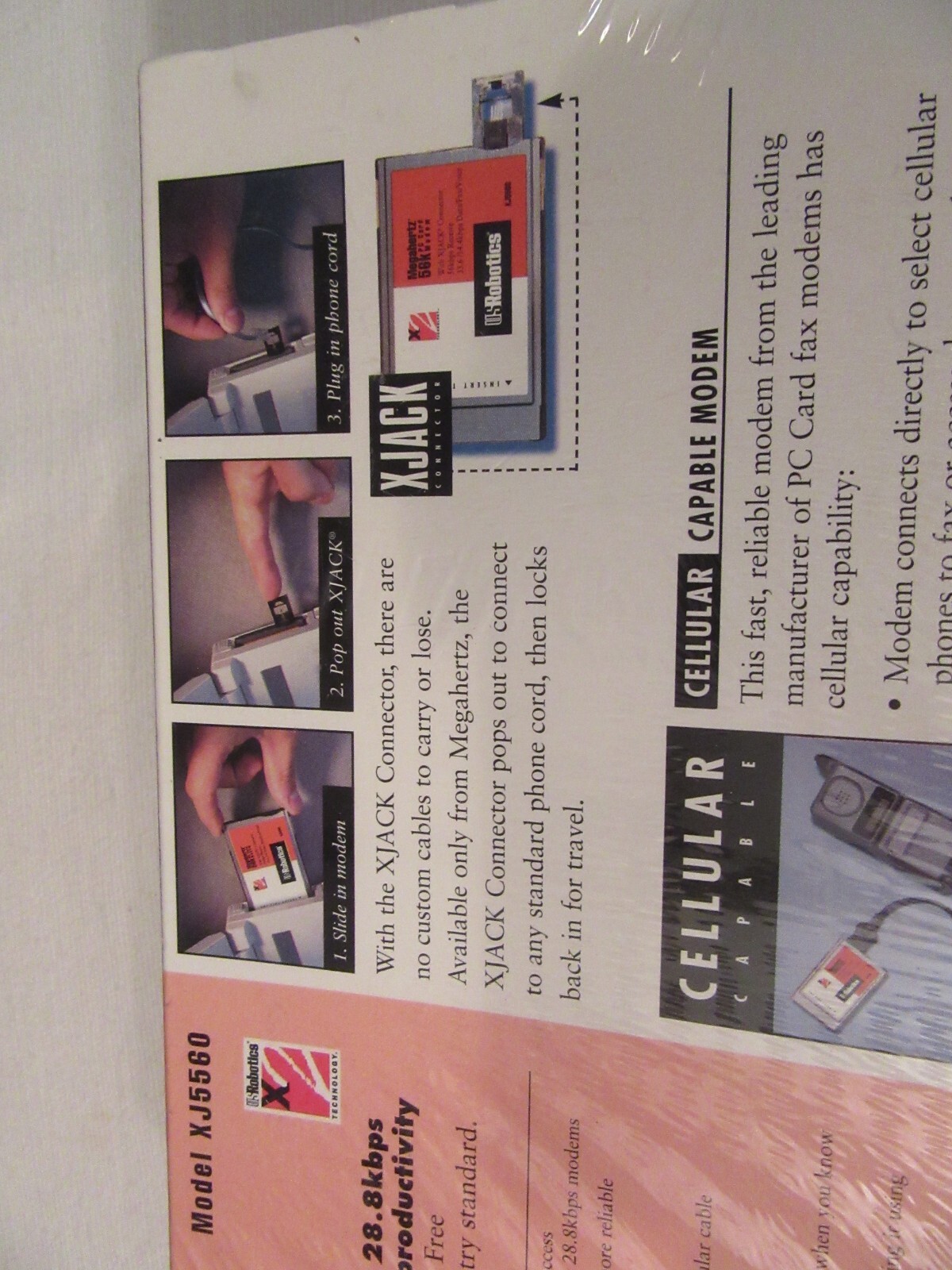 US Robotics Megahertz 56k PC Card Modem, Model XJ5560