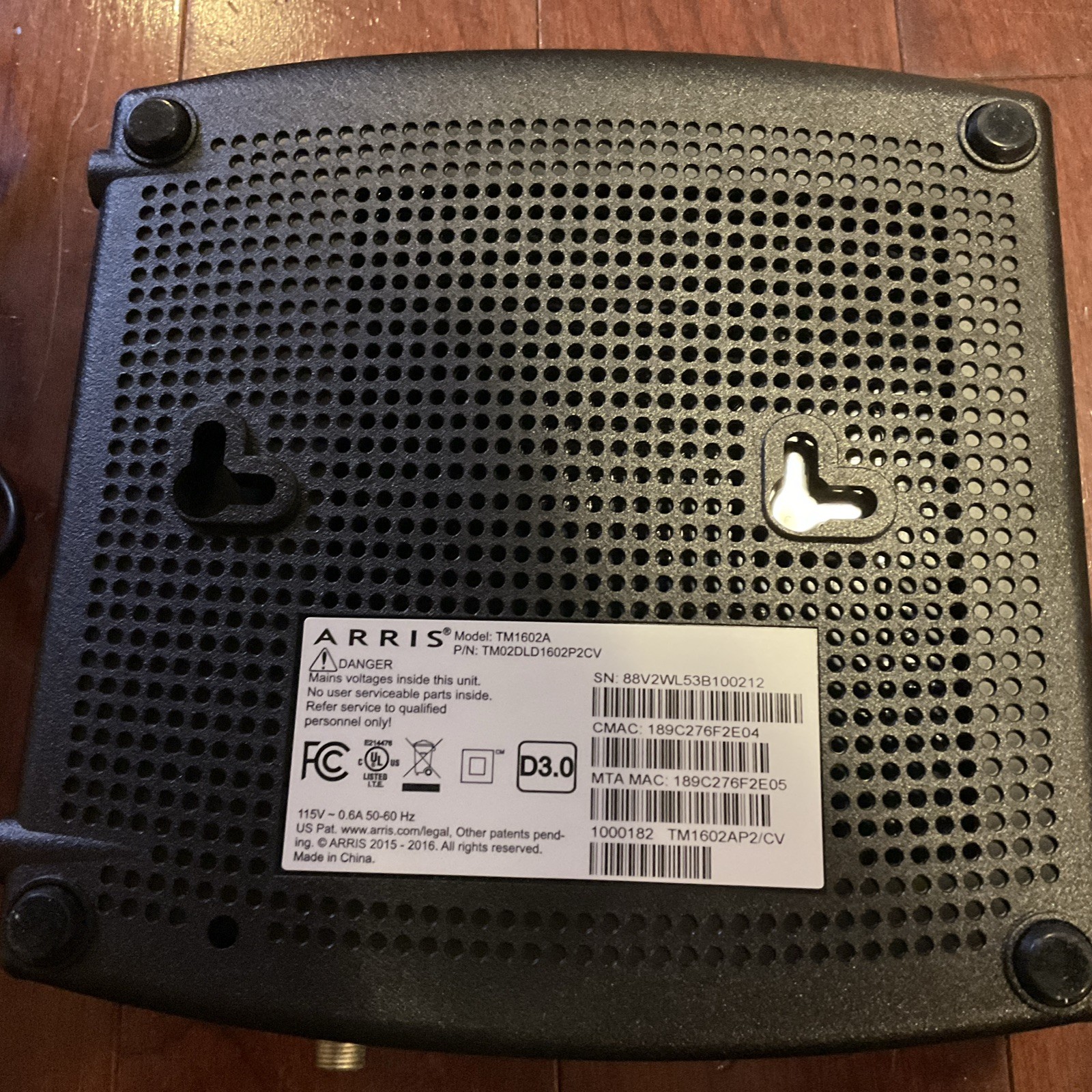 ARRIS Optimum Internet Cable Modem Model TM1602a