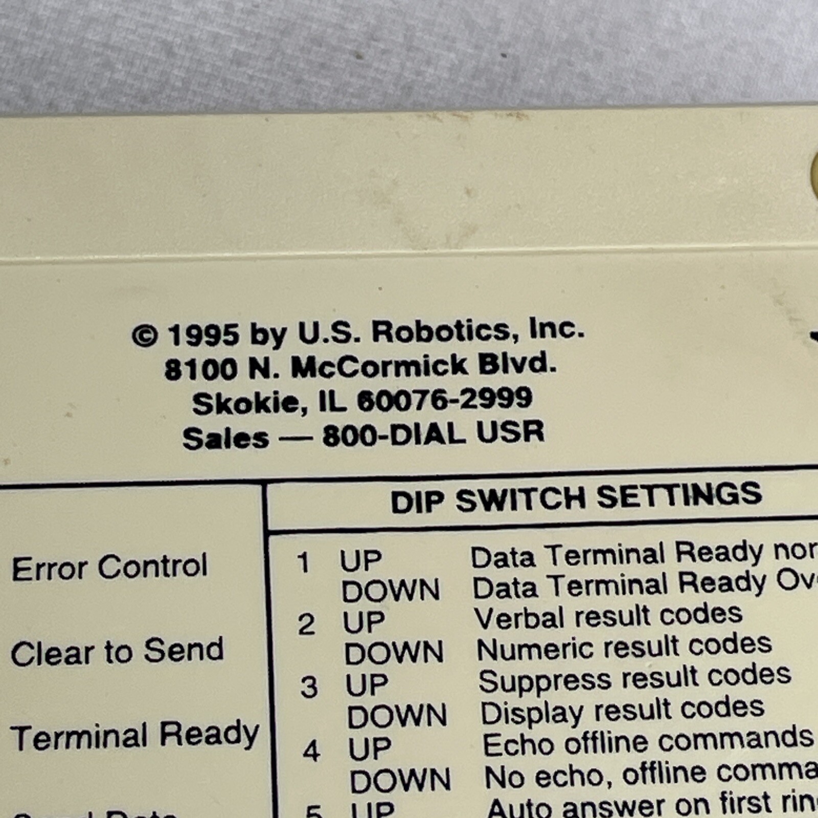 Modem Fax US Robotics Sportster 28,000 1995 UNTESTED