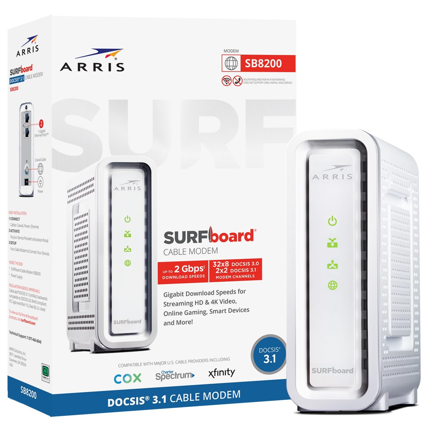Multi Gig Cable Modem DOCSIS 3.1 for High Speed Internet Up to 2 Gbps