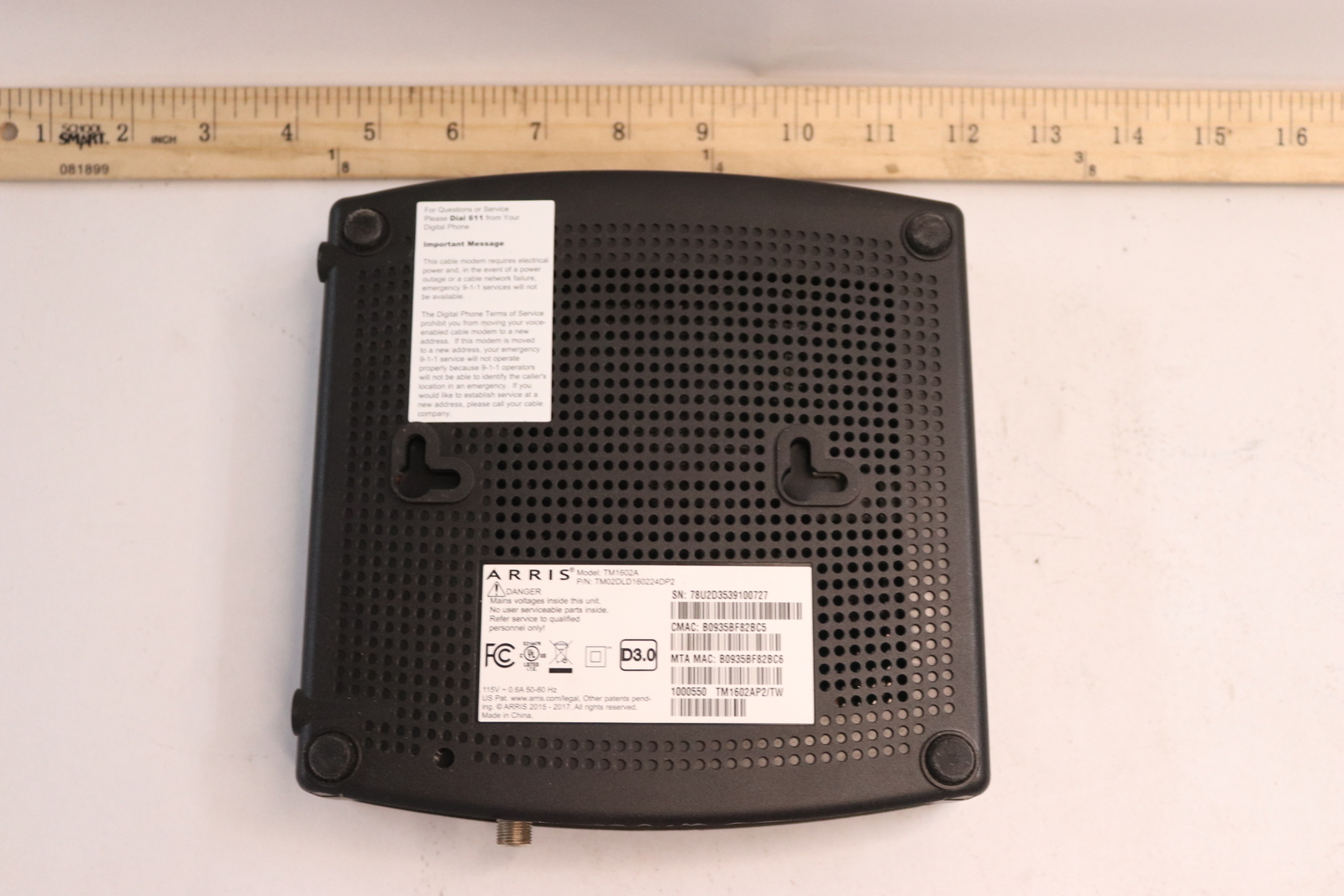 Arris Telephony Modem 3.0 Upgradeable TM1602A