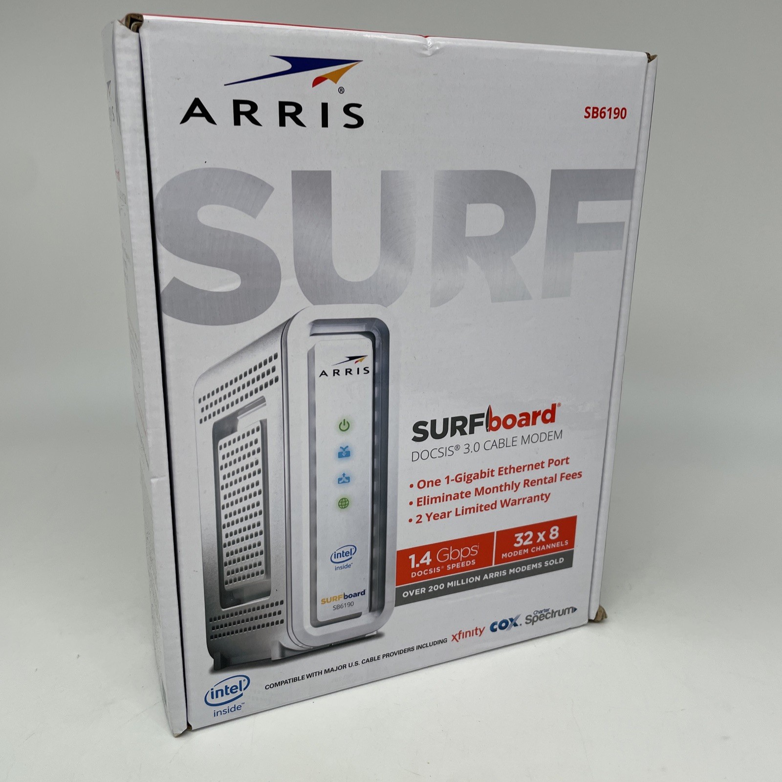 ARRIS SURFboard SB6190 DOCSIS 3.0 32 x 8 Gigabit Cable Modem White New Sealed