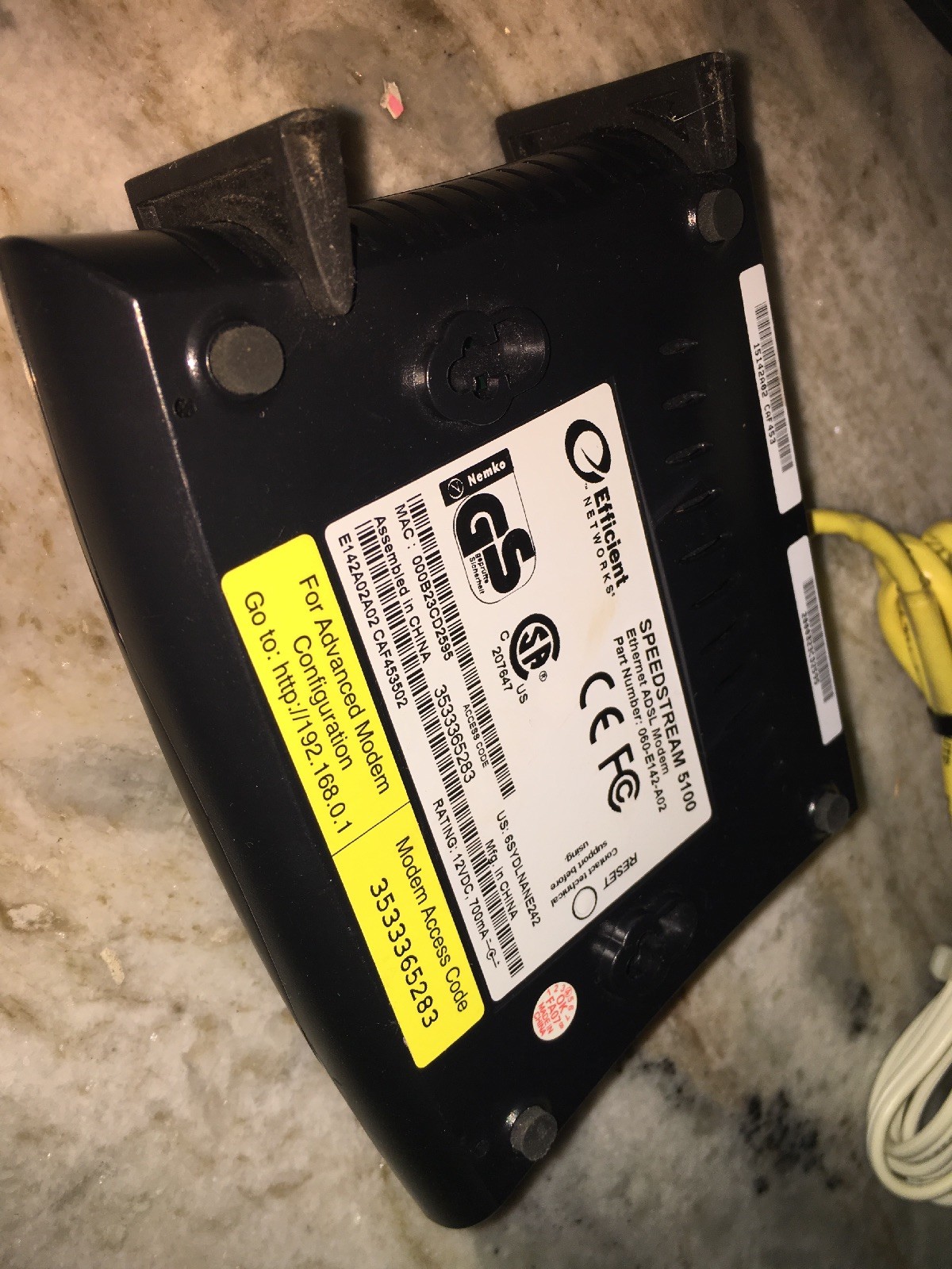 SpeedStream 5100 ADSL Modem 060-E141-A01 Efficient Networks
