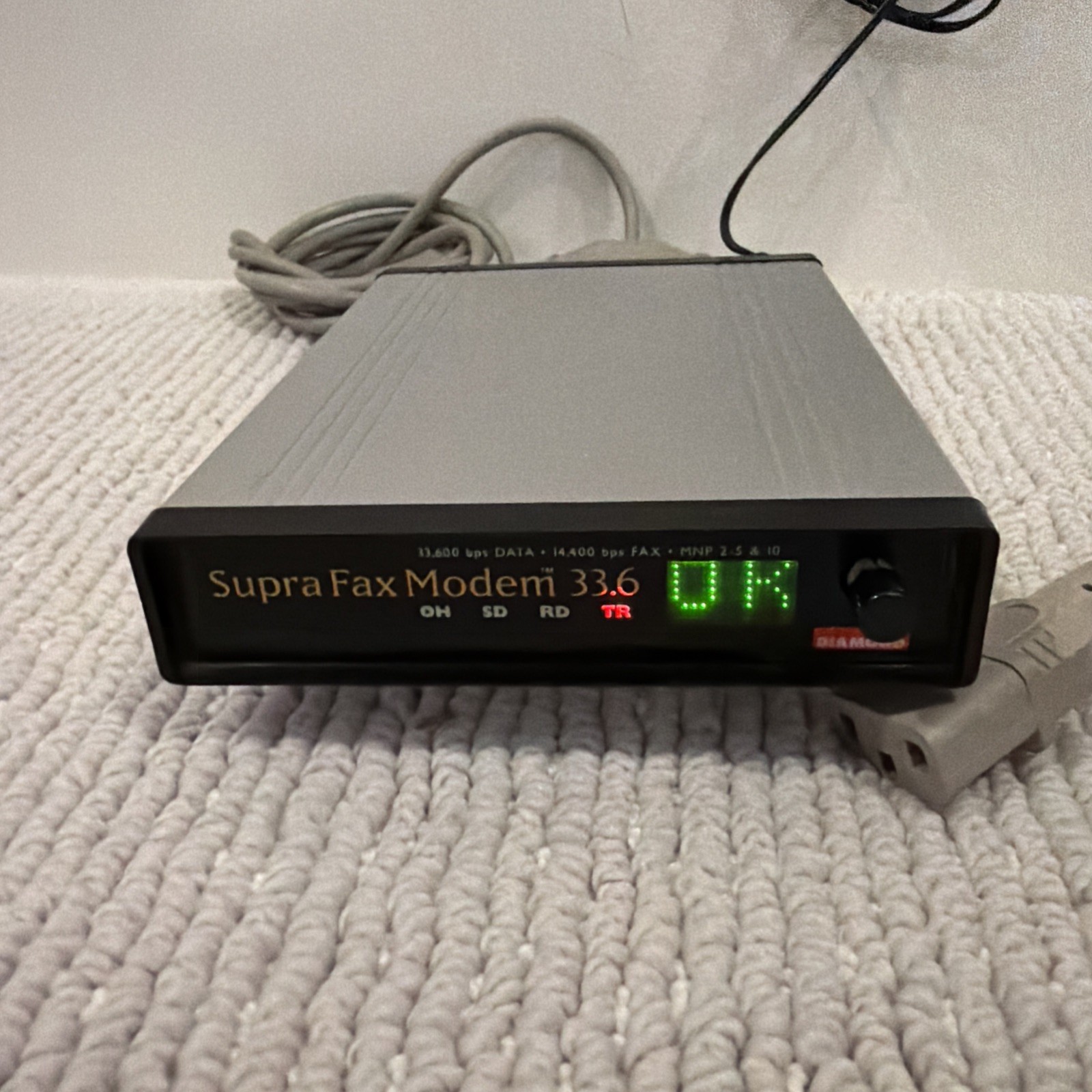 Lot of 2 Supra Fax Modem 33.6 External Modems Mac Serial Cable PSU Tested