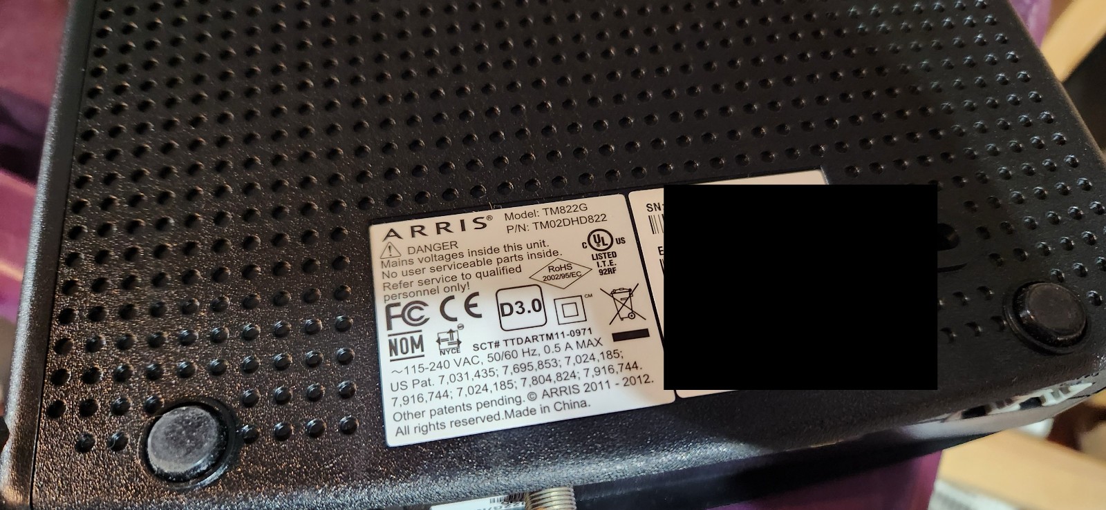 ARRIS Touchstone Telephony Cable Modem TM822G