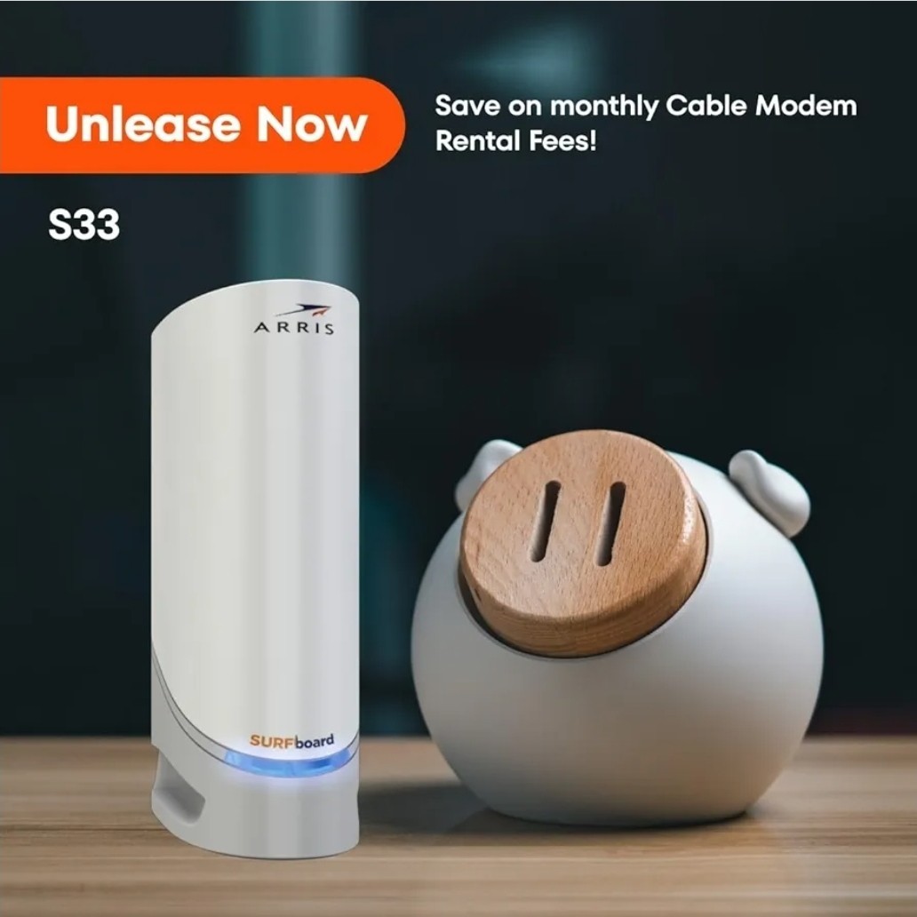 ARRIS SURFboard S33 DOCSIS 3.1 Multi‑Gig Cable Modem | 2.5Gbps + 1Gbps Ethernet