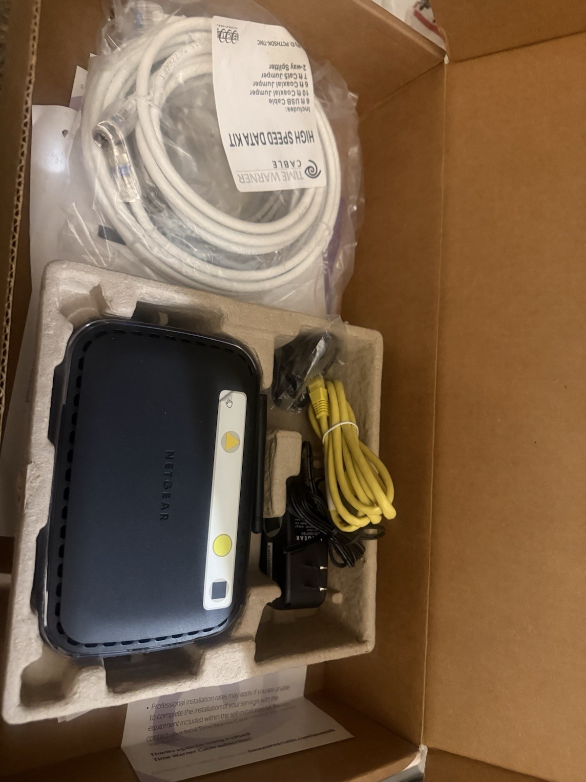 NETGEAR Black Cable Modem Kit with Power Adapter & Coax Cable