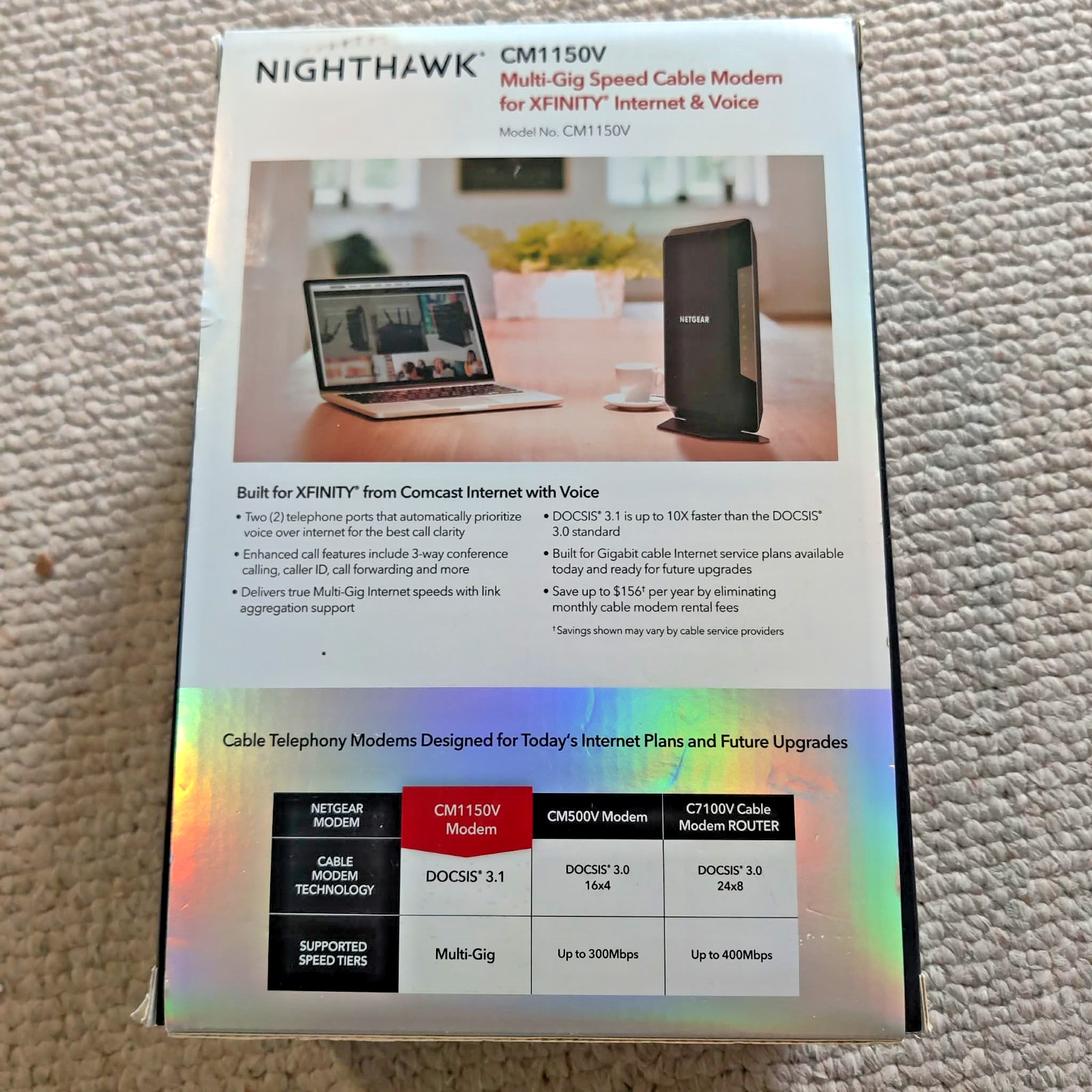 NETGEAR CM1150V Nighthawk Multi-Gig Speed Cable Modem for XFINITY Voice