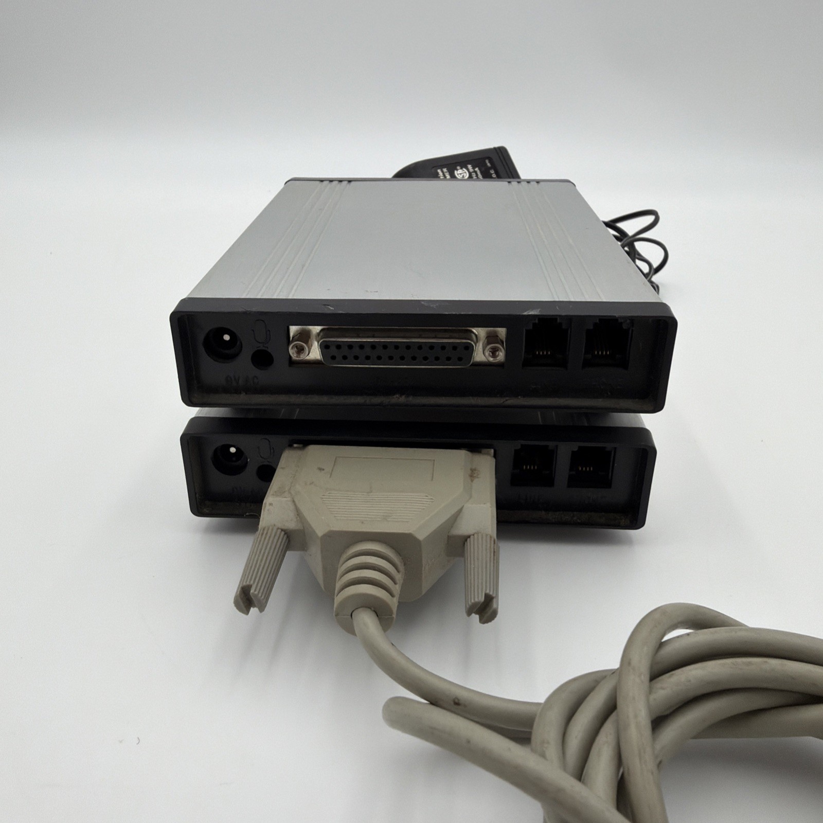 Lot of 2 Supra Fax Modem 33.6 External Modems Mac Serial Cable PSU Tested