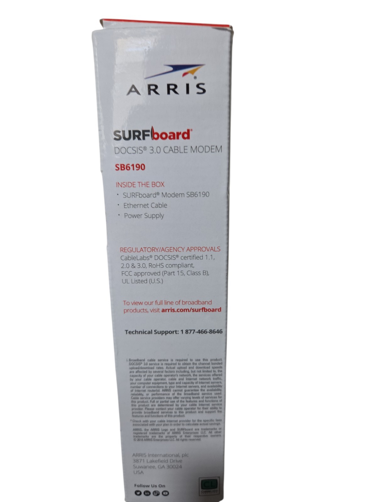 Arris Surfboard SB6190 DOCSIS 3.0 Cable Modem ~ White ~ Power Tested