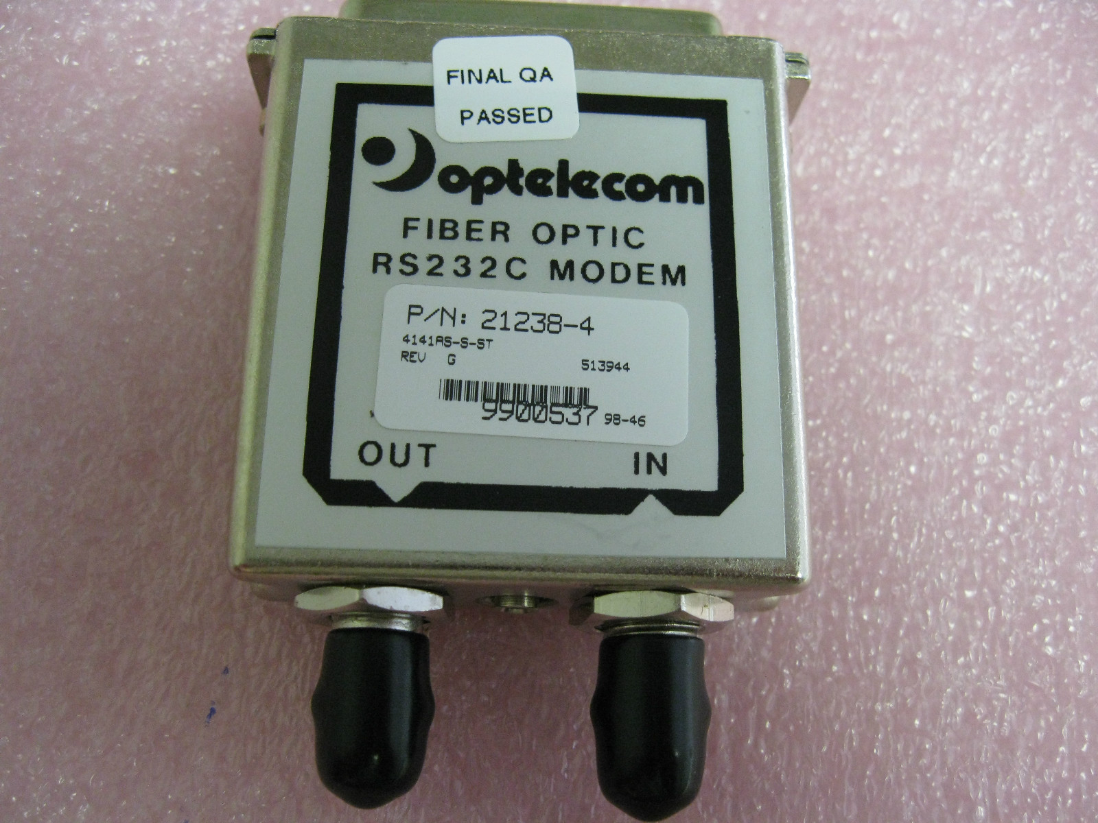 OPTELECOM 21238-4 FIBER OPTIC RS232C MODEM 4141AS-S-ST