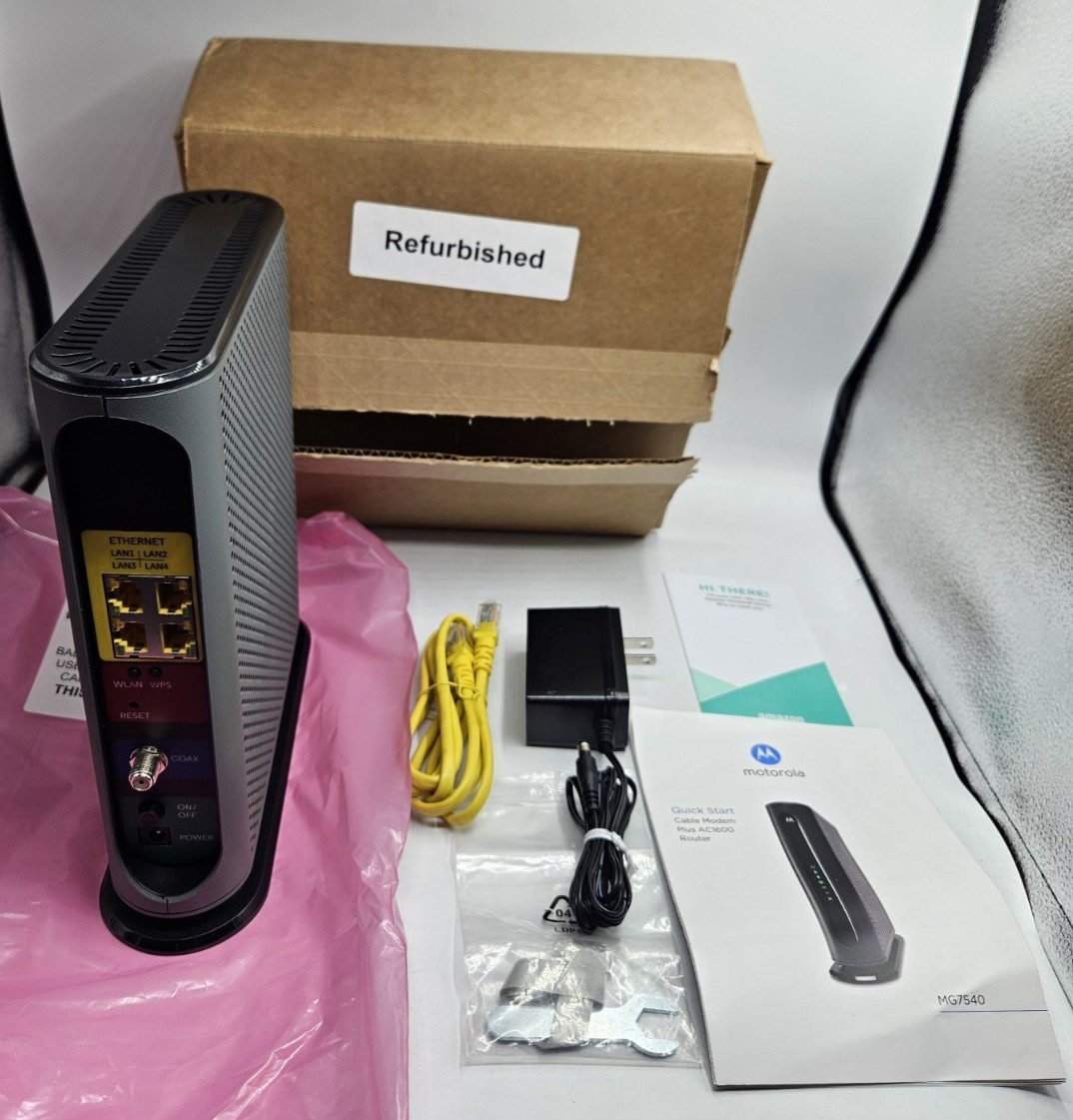 Motorola MG7540-10R (Refurbished) 16×4 686Mbps Cable Modem + AC1600 DOCSIS 3.0