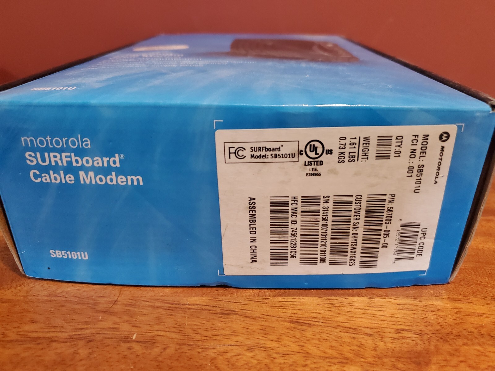 Motorola SURFboard Model SB5101U 38.91 Mbps