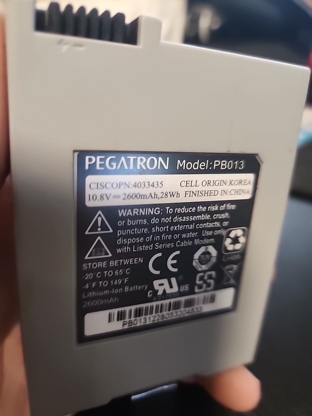 PEGATRON PB013 Modem Battery for DPQ3925 DPQ3939 DPQ3212 10.8V 2600