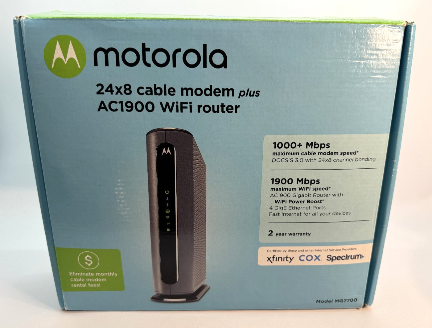Motorola MG7700 AC1900 Dual-Band Cable Modem and Router | Complete!