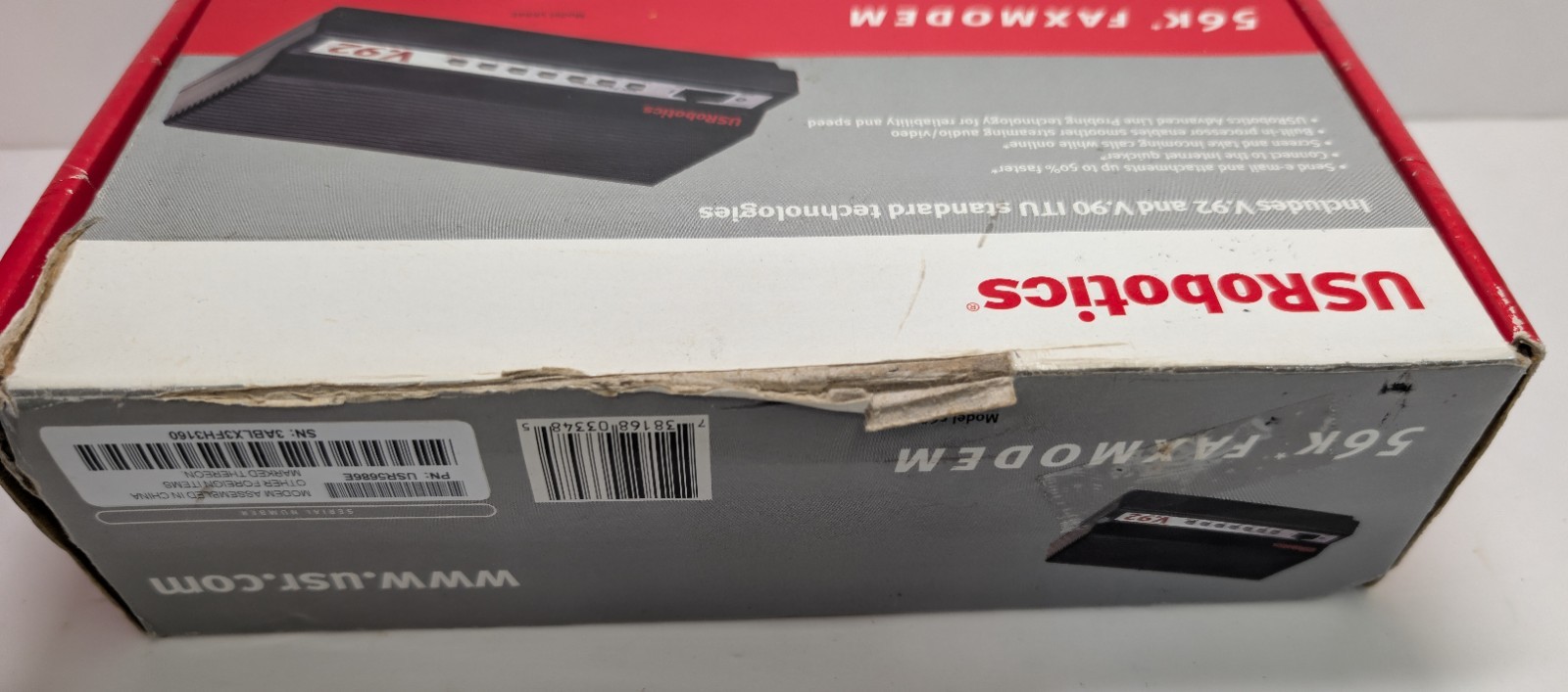 US Robotics 5686G 56K External Fax Modem V.92 Open Box