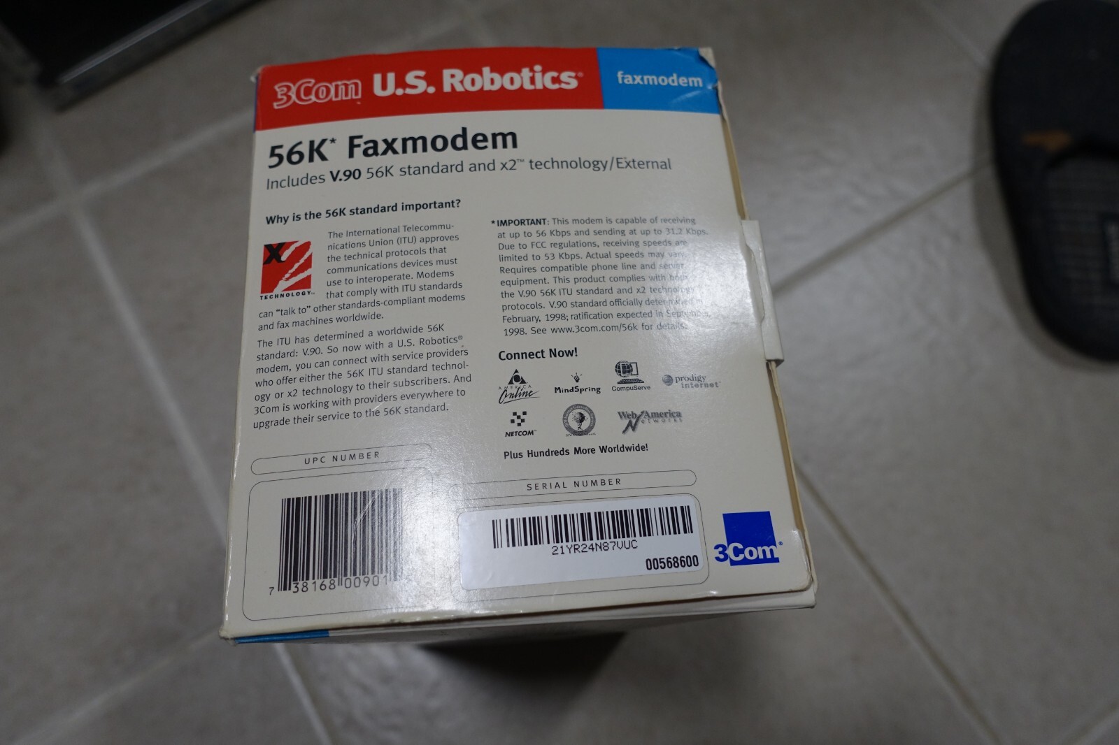 U.S. ROBOTICS 56K SPORTSTER COMPUTER EXTERNAL FAX MODEM V.90 #5686 open box