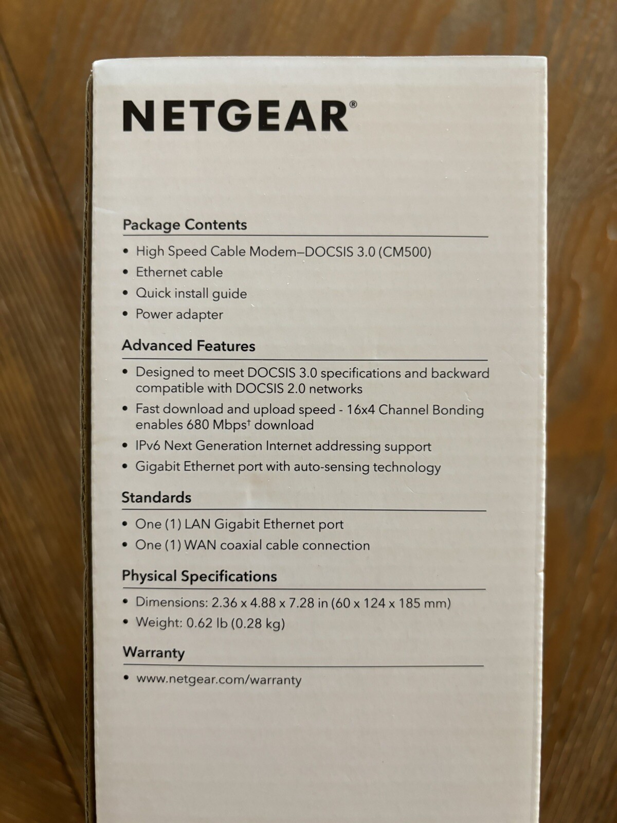NETGEAR CM500 High Speed Modem (CM500100NAS) 680 Mbps – Black
