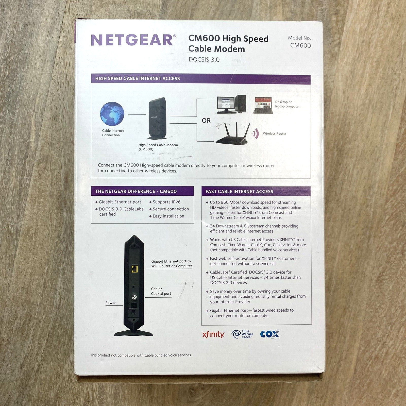 NETGEAR Cable Modem CM600 DOCSIS 3.0 (960Mbps) – TESTED