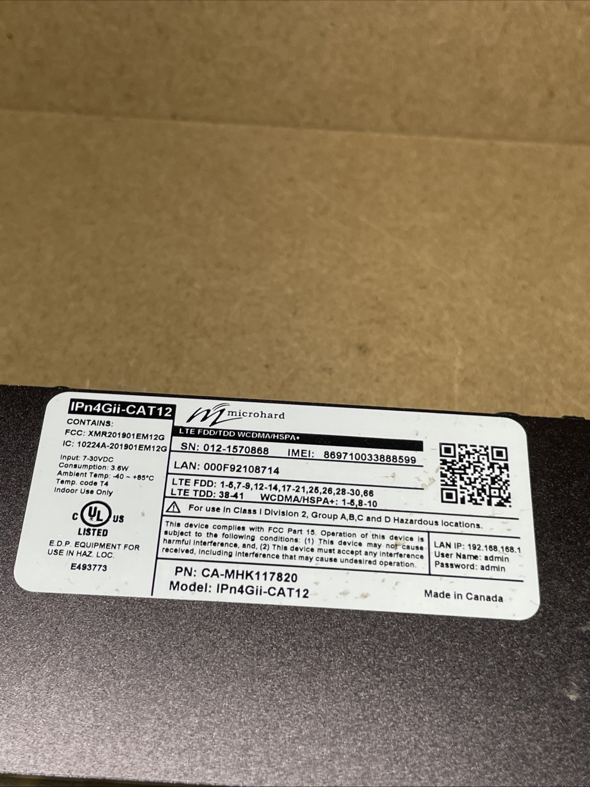 Microhard IPn4Gii-CAT12 LTE CAT12 Dual SIM, Dual Ethernet, Serial, USB Gateway