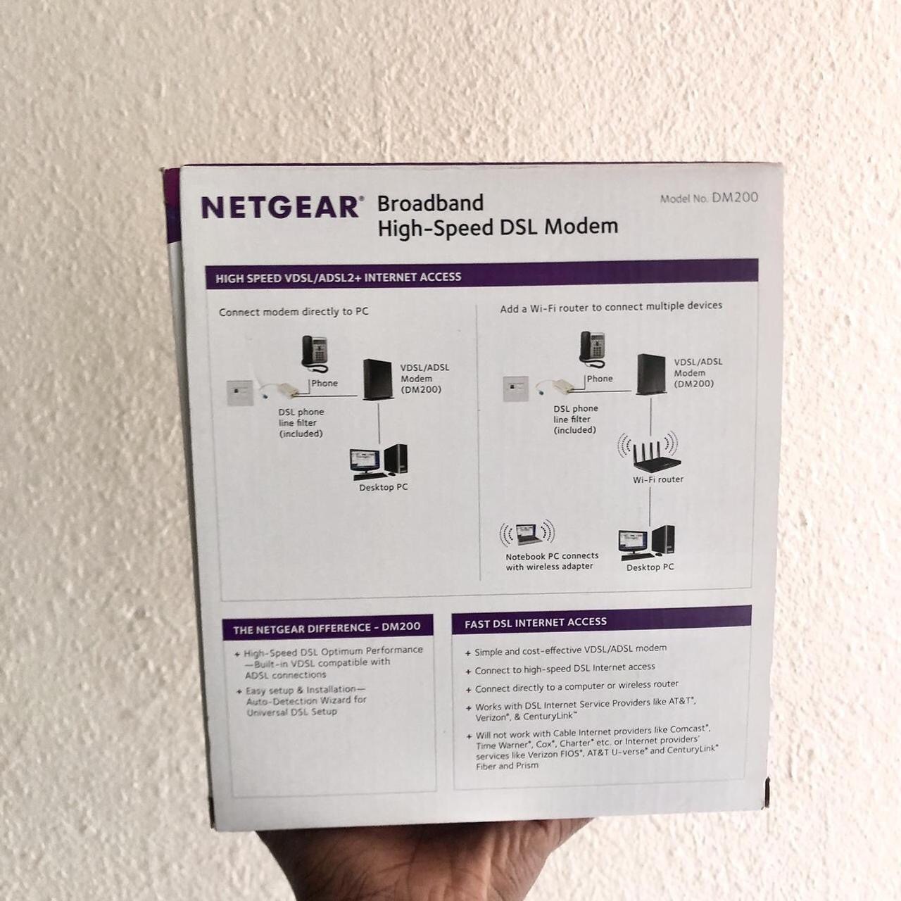 Netgear Broadband High Speed DSL Modem VDSL/ADSL DM200-100NAS NEW Open Box