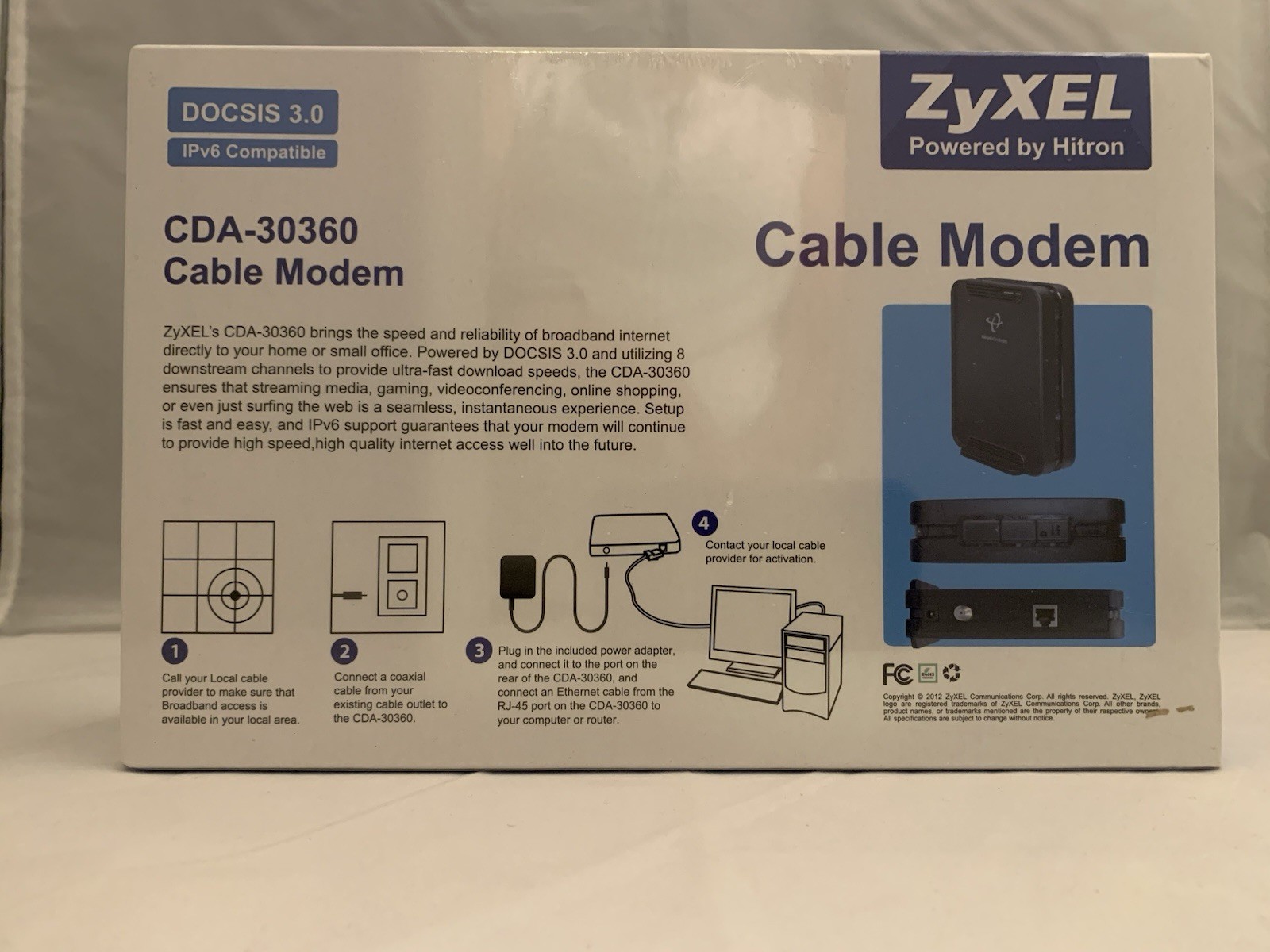 ZyXEL CDA-30360 Cable Modem DOCSIS 3.0 8×4, by Hitron Technologies – Sealed Box