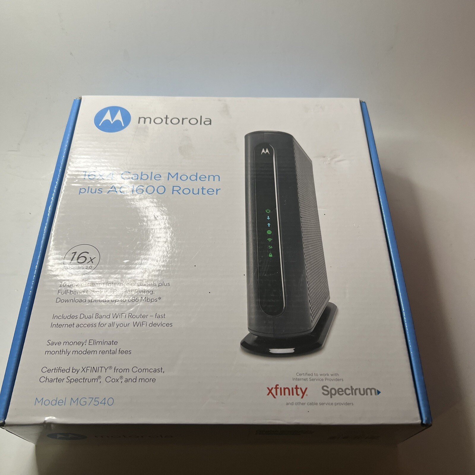 Motorola MG7540-10 16×4 Cable Modem – Black
