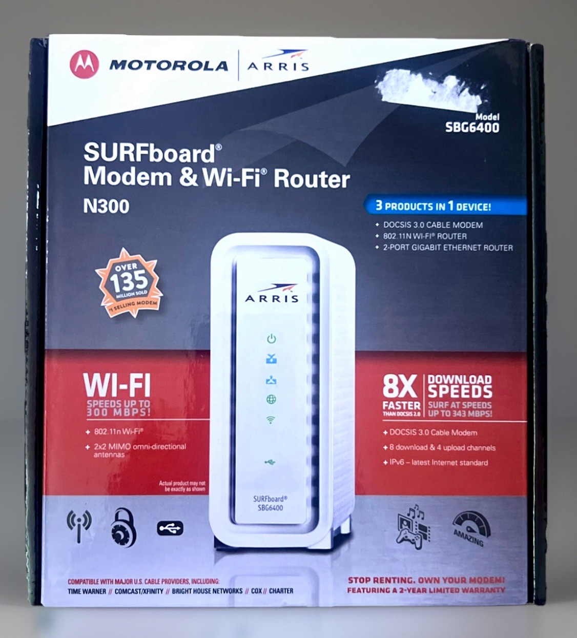 Motorola Arris SURFboard Modem & Wi-Fi Router N300 SBG6400