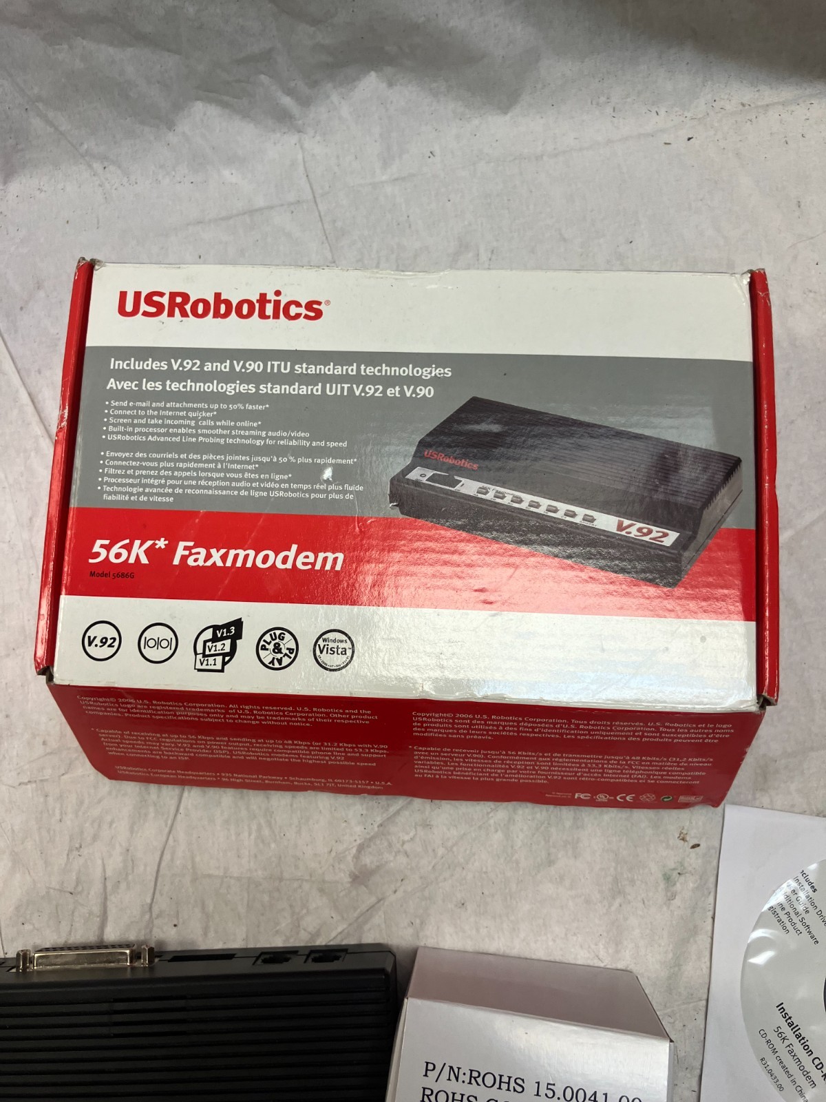 US Robotics, V.92, Model 5686G, 56K Faxmodem.