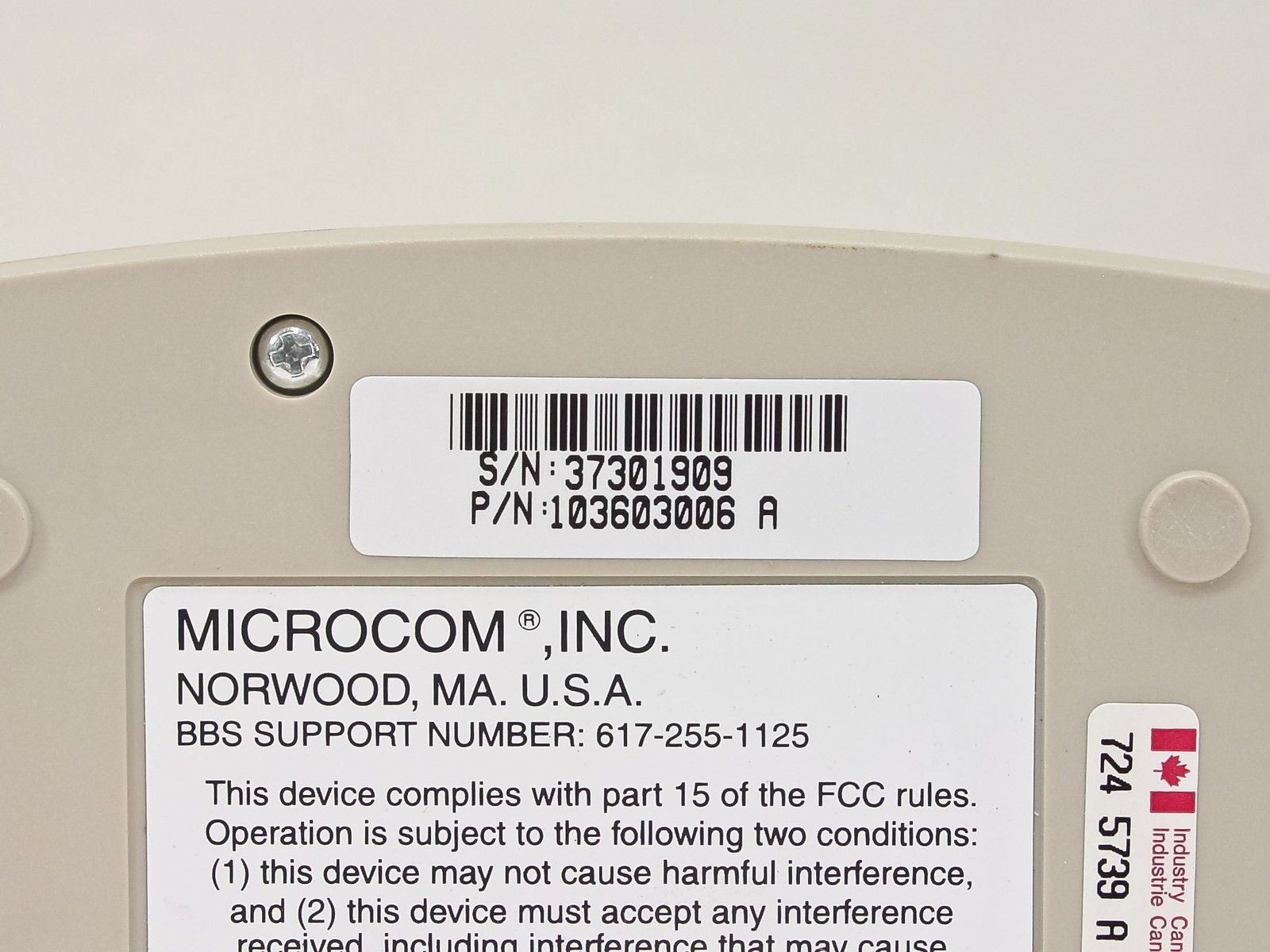 Microcom DeskPorte 14.4S 14,400 bps Data/Fax Modem 103603006A