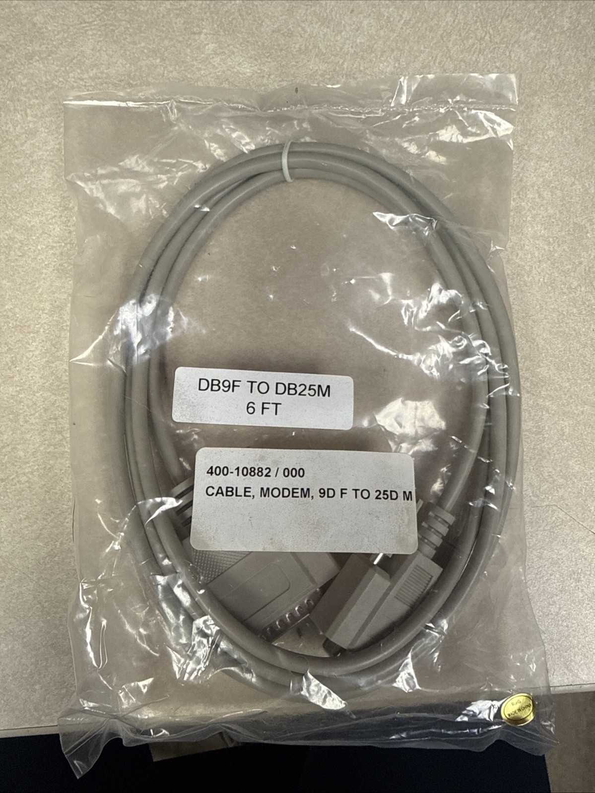 6Ft DB9F TO DB25M Male/Make Cable. 400-10882/000
