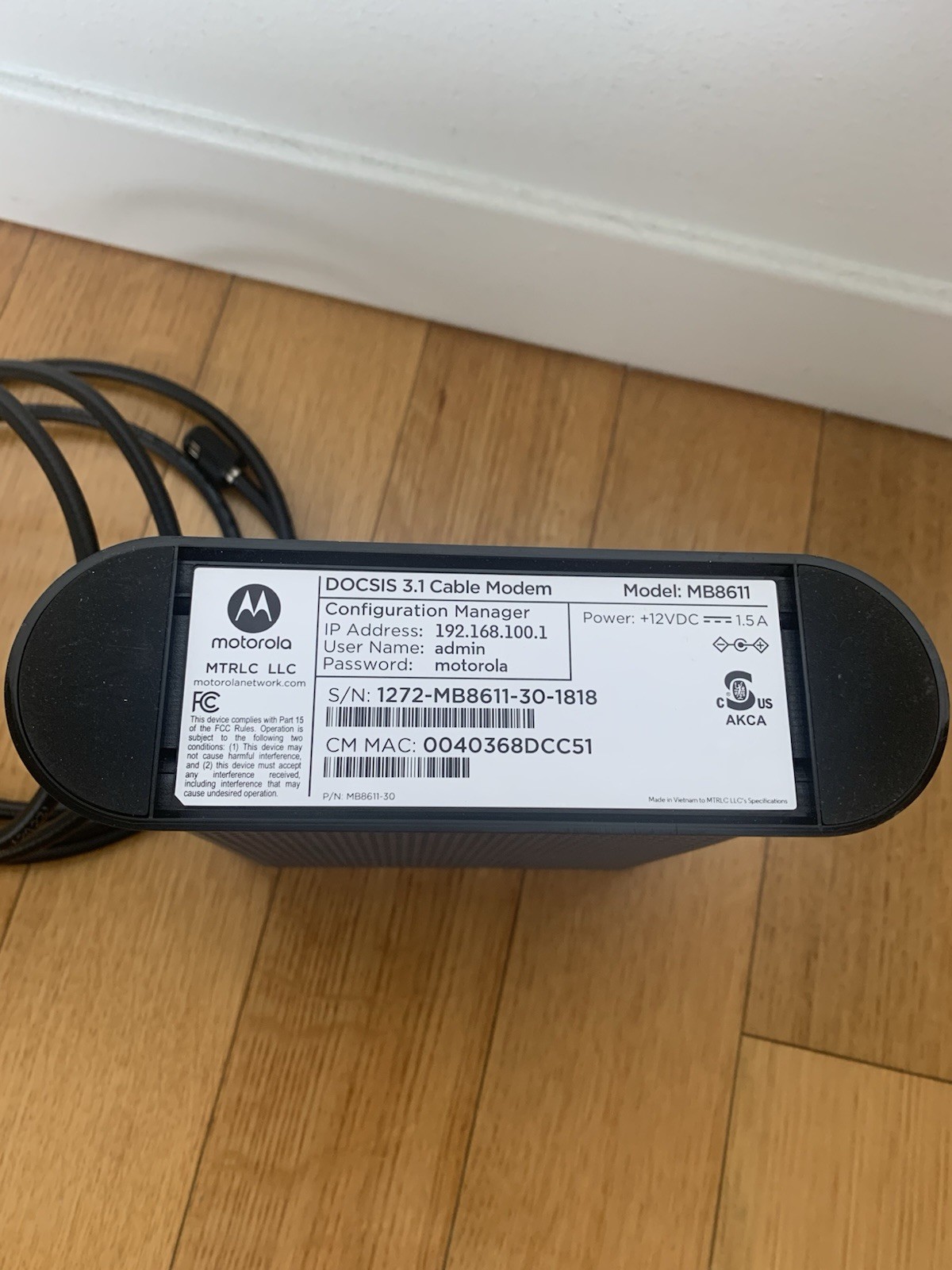 Motorola MB8611 Ultra Fast DOCSIS 3.1 Cable Modem