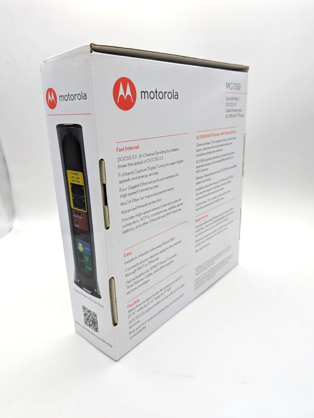 Motorola MG7550 16×4 Cable Modem Plus AC1900 Dual Band WiFi Router DOCSIS 3.0