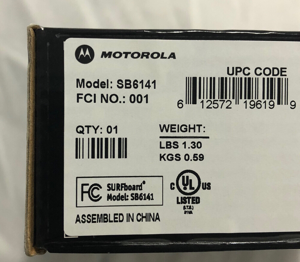 Used Motorola SURFboard EXtreme Cable Modem Model SB6141 with DOCSIS 3.0 -White