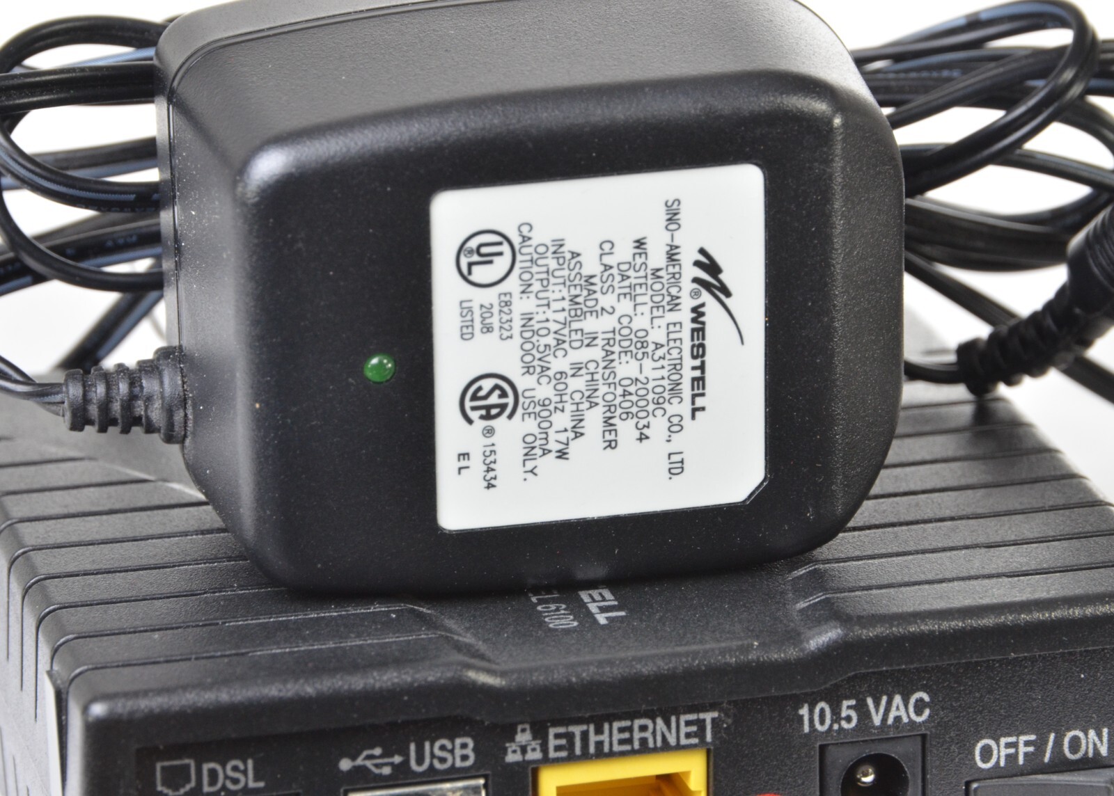 WESTELL 6100 E90-610015-06 DSL Internet Router – with Power Cord