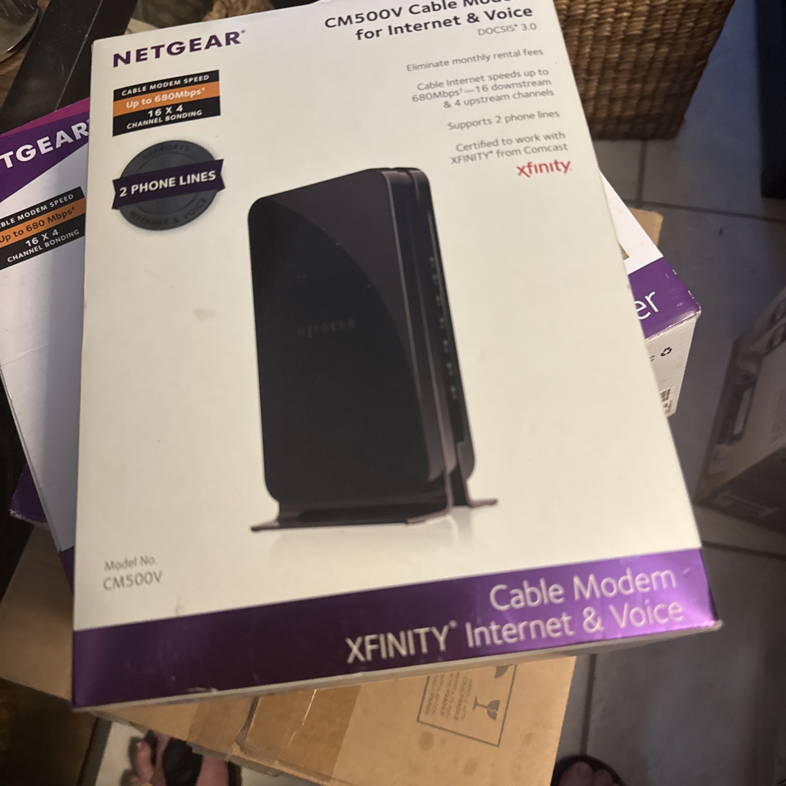 New NETGEAR CM500V Cable Modem for Internet & Voice Xfinity 680mbps