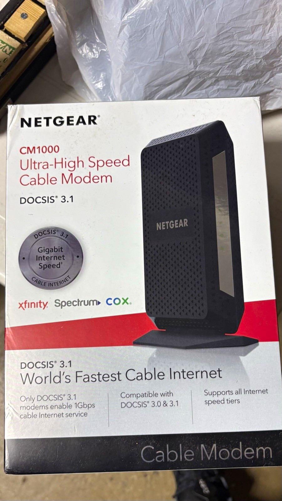 NETGEAR CM1000 DOCSIS 3.1 Cable Modem 1Gbps Gigabit Ethernet CM1000-100NAS