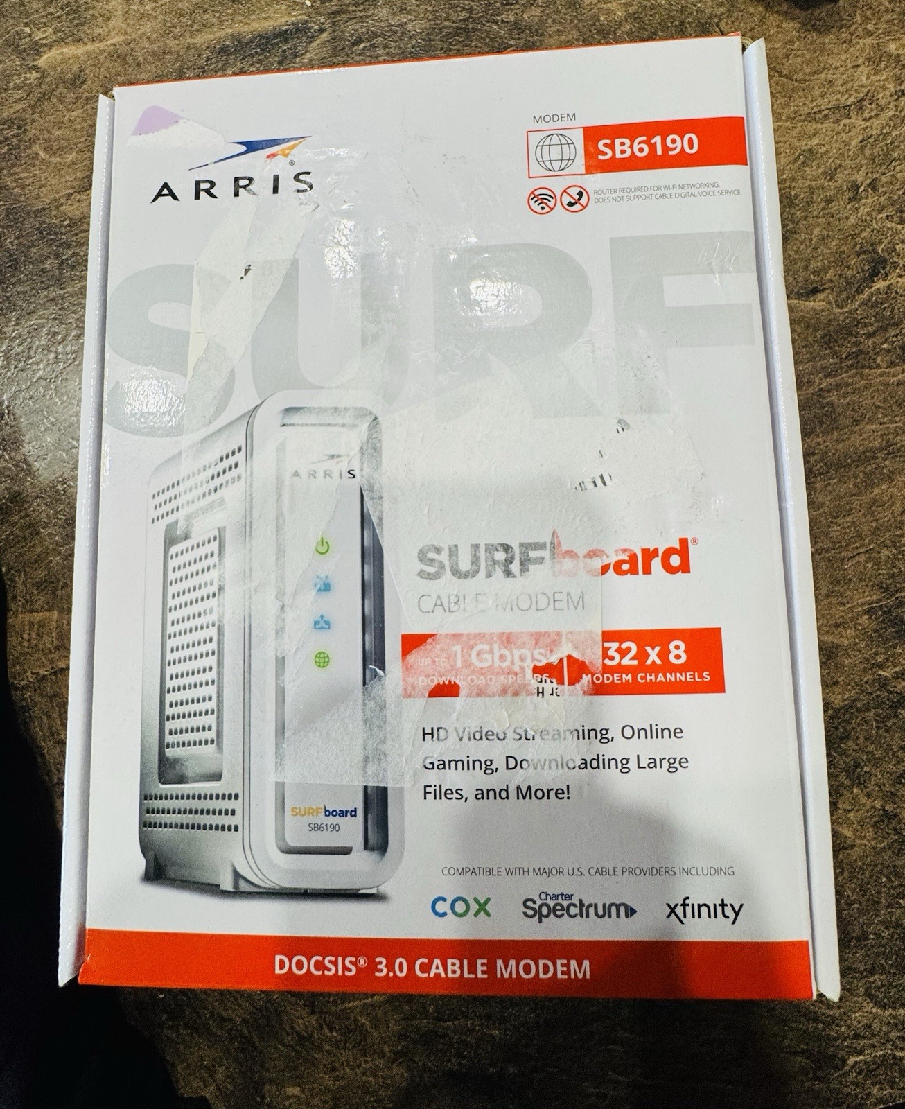 ARRIS SB6190 SURFboard Gigabit+ DOCSIS 3.0 32×8 Cable Modem SB6190 in White