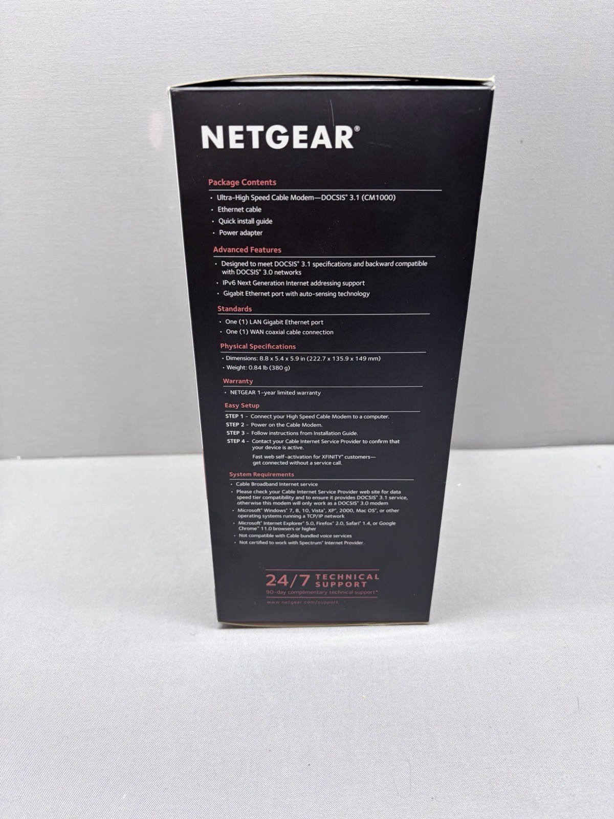 NETGEAR CM1000 Wired-Ethernet (RJ-45) Cable – CM1000100NAS (Black)