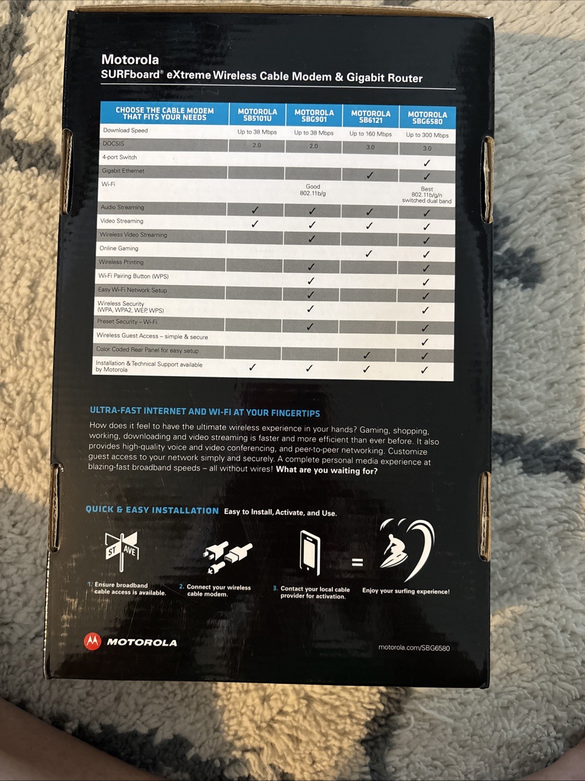 Motorola SURFboard eXtreme Wireless cable modem & Gigabit Router SGB6580
