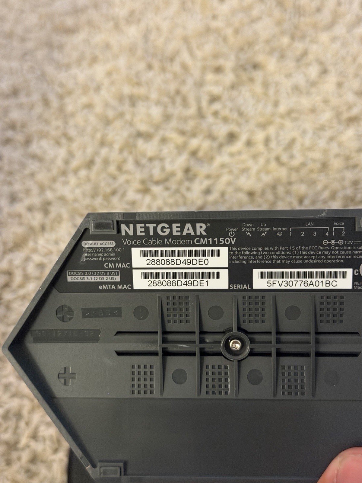 NETGEAR CM1150V Nighthawk Multi-Gig Speed Cable Modem for XFINITY Voice AC