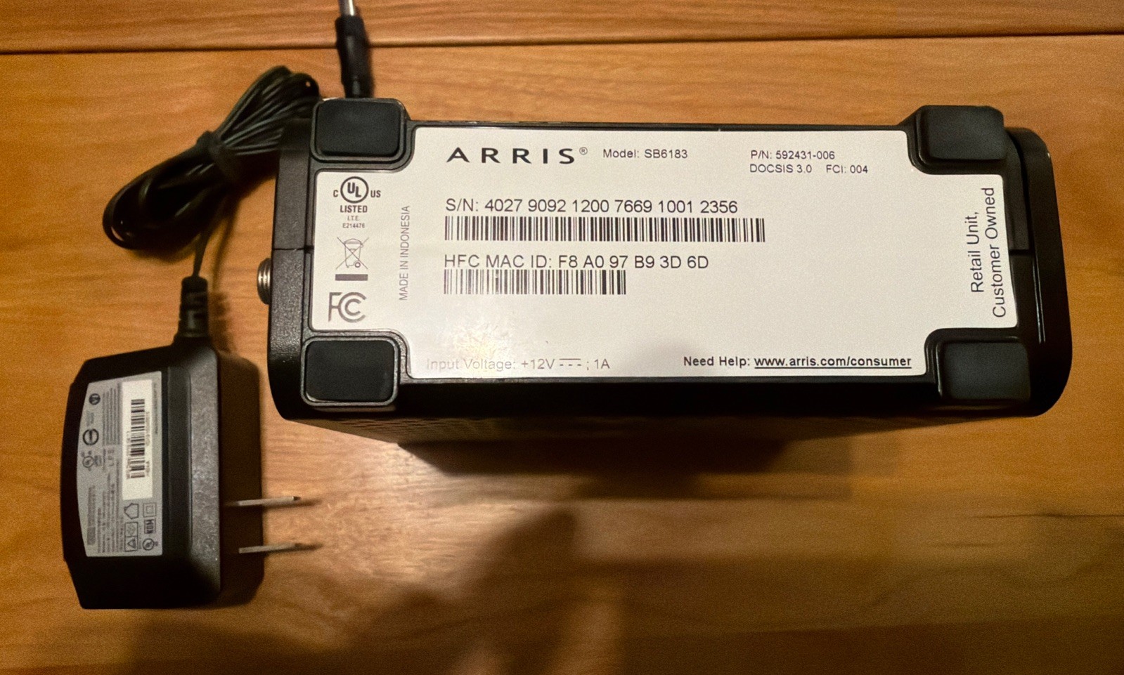 Arris SURFboard SB6183 DOCSIS 3.0 Cable Modem 700Mbps